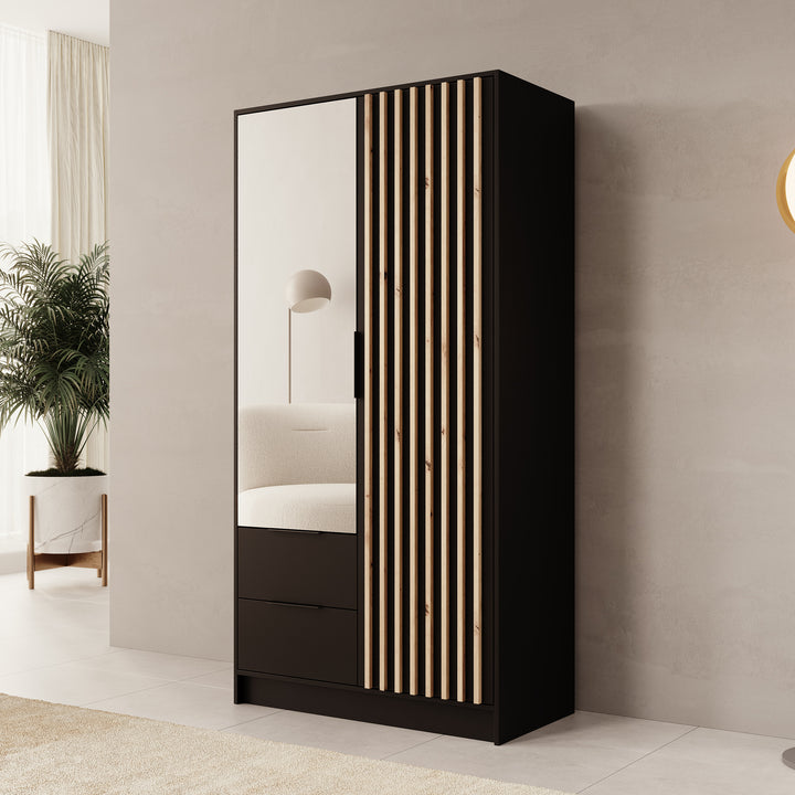Nocturna - Kledingkast 2 deurs - Zwart - 102x51x200 cm