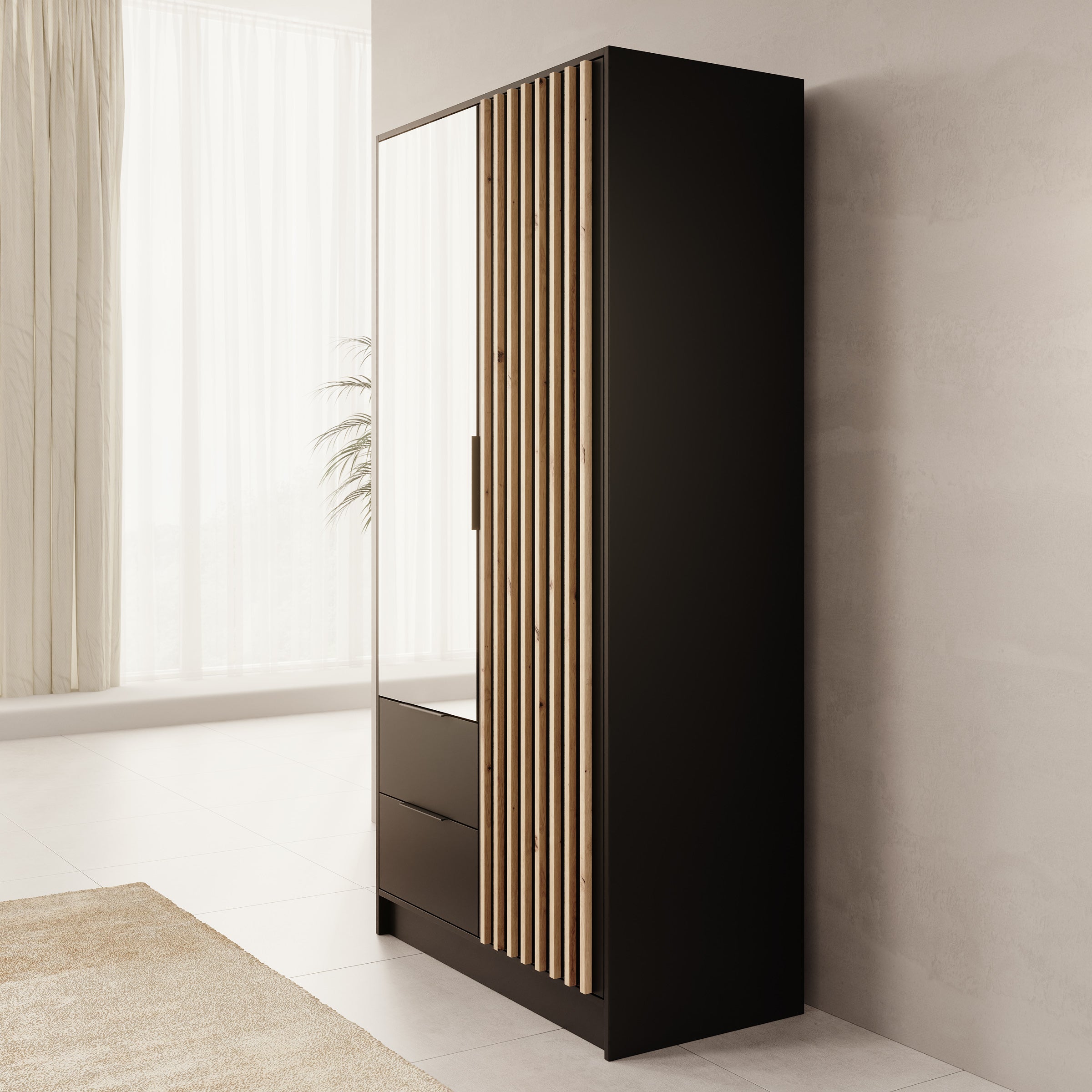 Nocturna - Kledingkast 2 deurs - Zwart - 102x51x200 cm