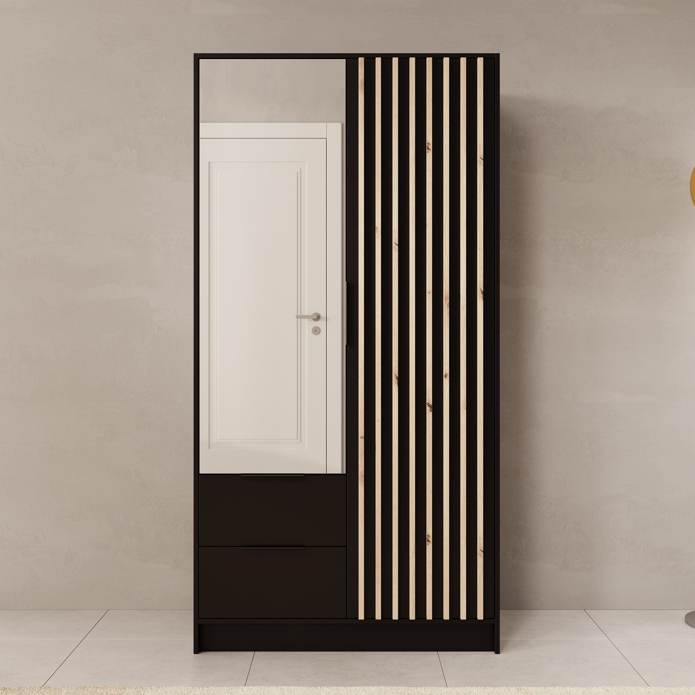 Nocturna - Kledingkast 2 deurs - Zwart - 102x51x200 cm