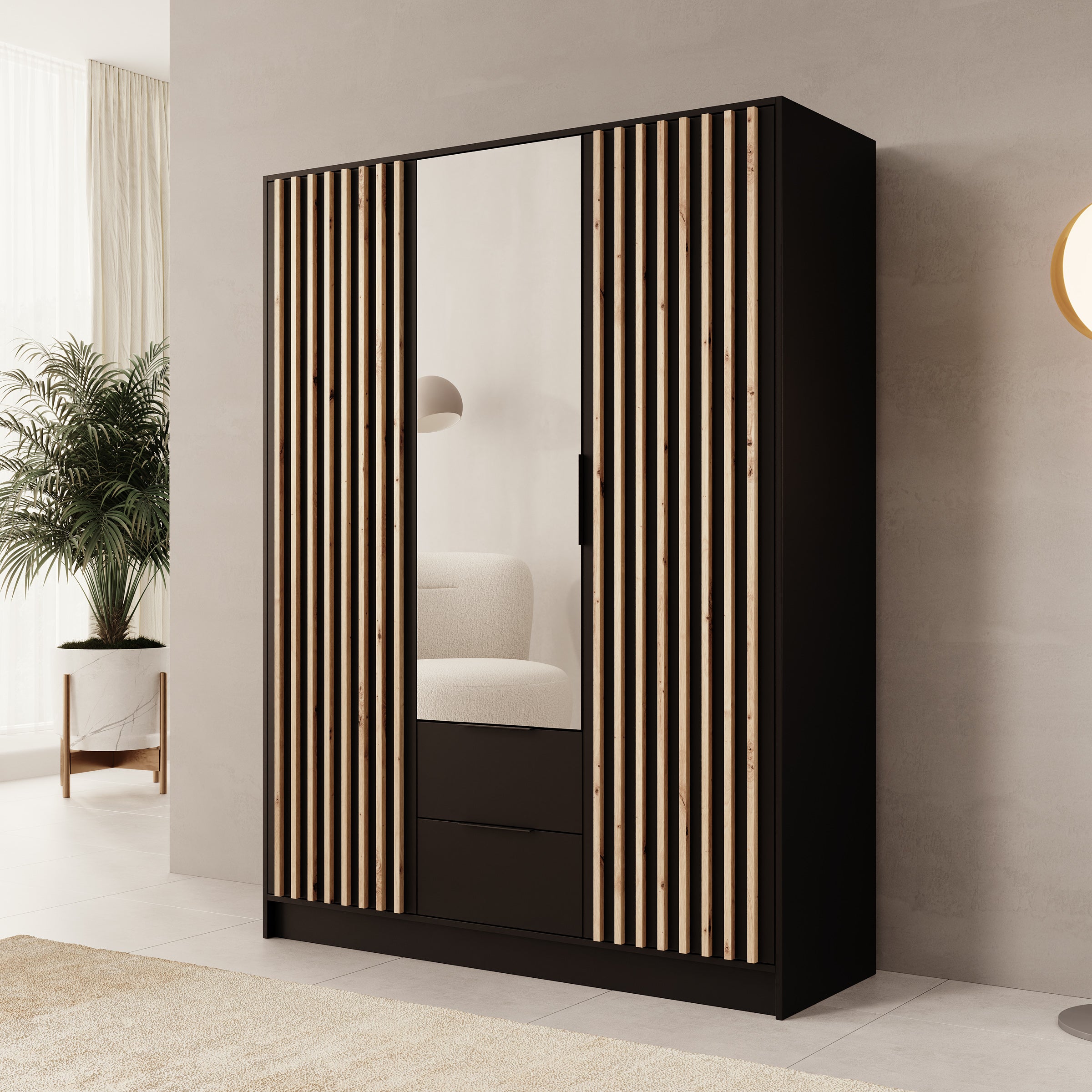 Nocturna - Kledingkast 2 deurs - Zwart - 150x51x200 cm