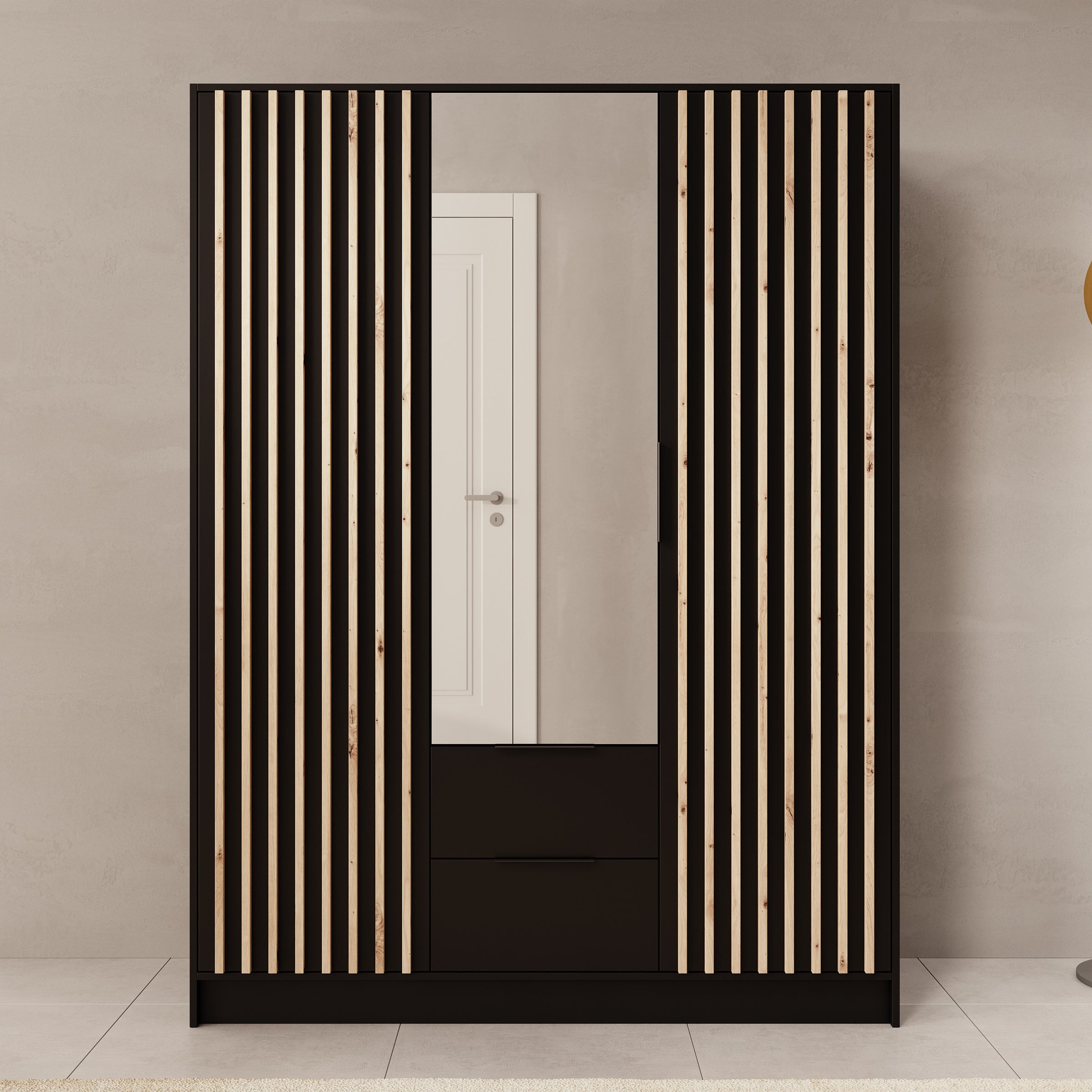 Nocturna - Kledingkast 2 deurs - Zwart - 150x51x200 cm