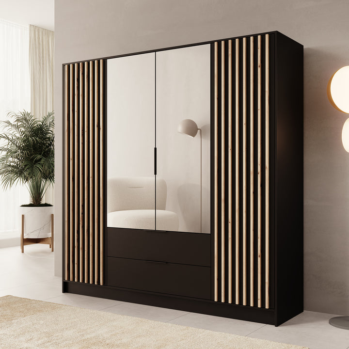 Nocturna - Kledingkast 2 deurs - Zwart - 200x51x200 cm