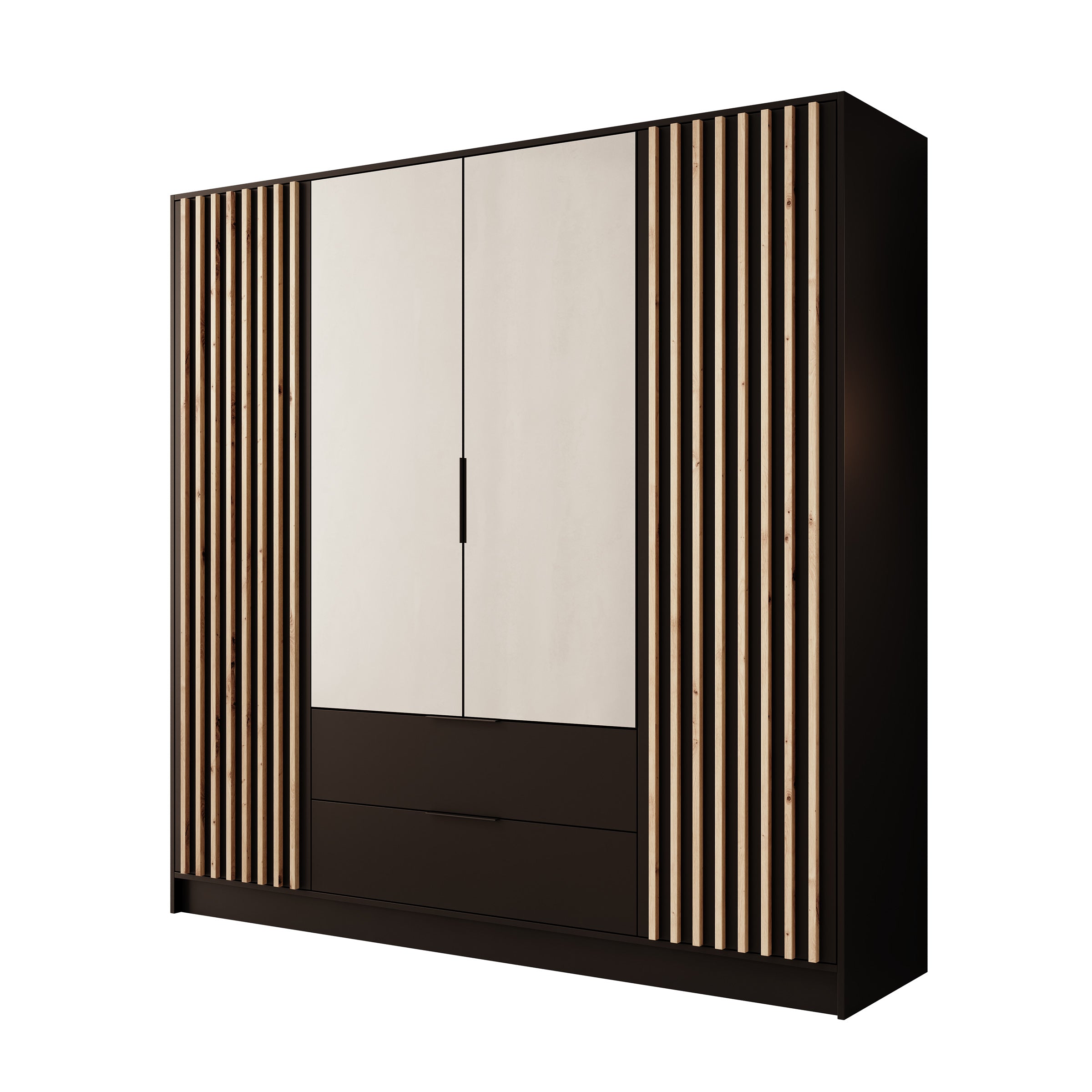 Nocturna - Kledingkast 2 deurs - Zwart - 200x51x200 cm