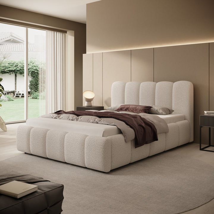 Nolena - Tweepersoonsbed - Beige stof - 140x200 cm