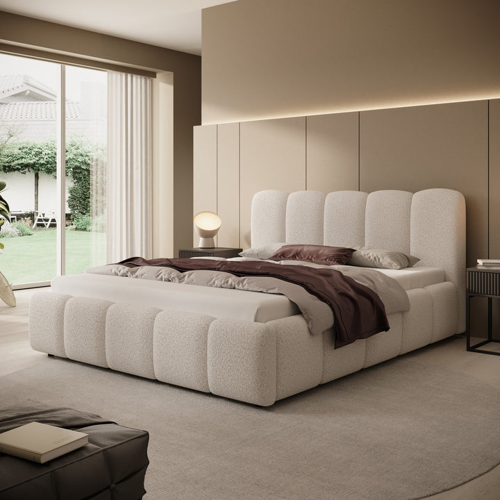 Nolena - Tweepersoonsbed - Beige teddystof - 160x200 cm