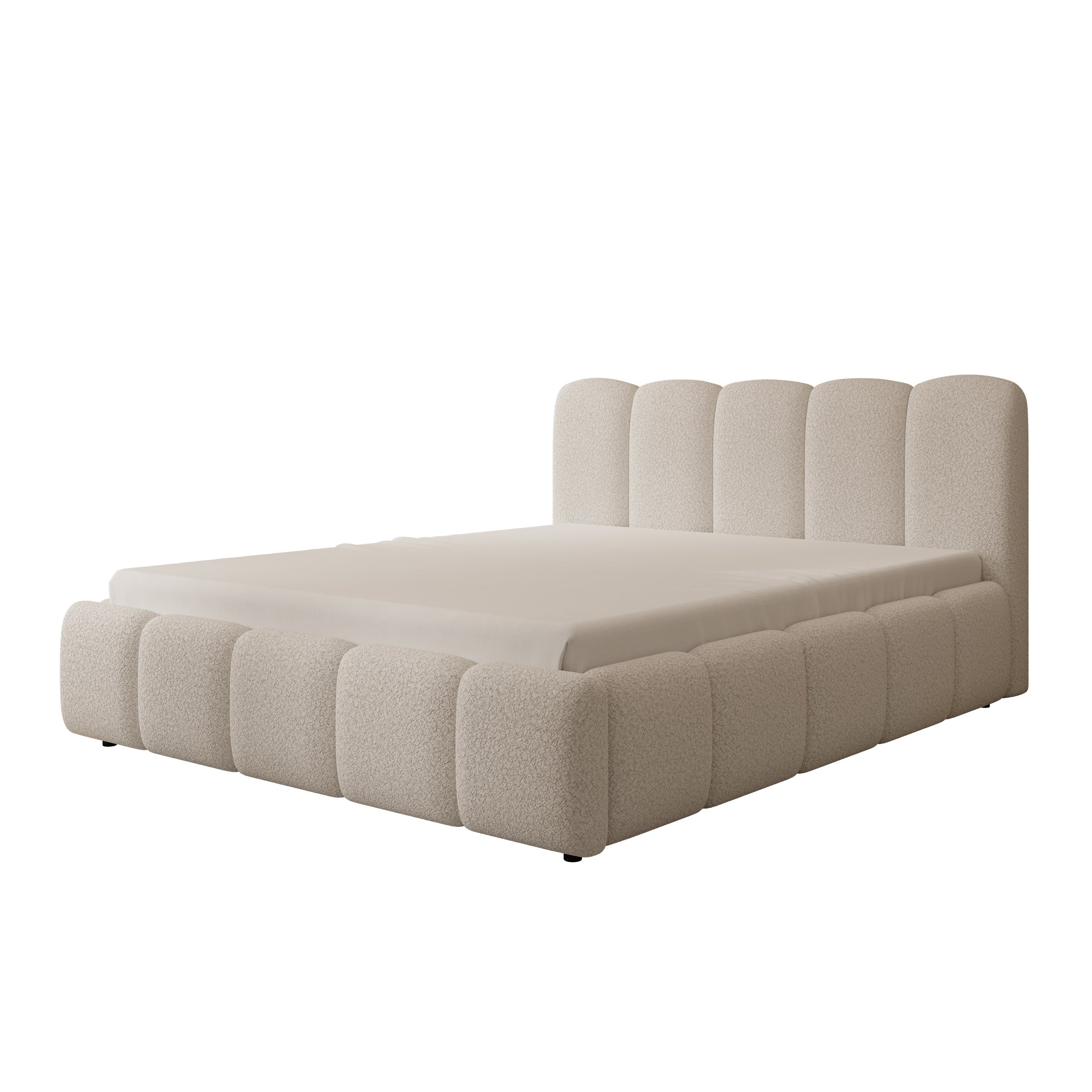 Nolena - Tweepersoonsbed - Beige teddystof - 160x200 cm