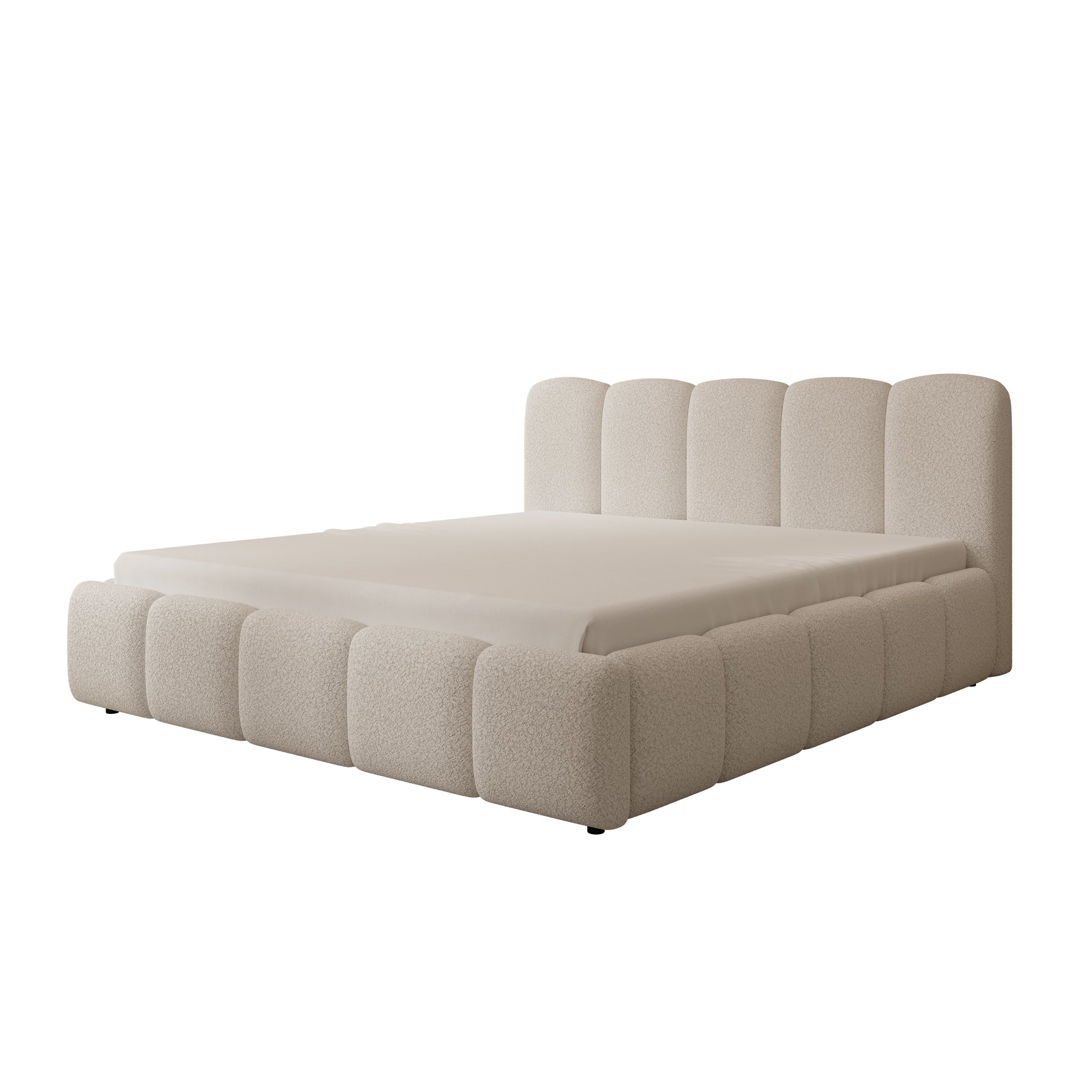 Nolena - Tweepersoonsbed - Beige teddystof - 180x200 cm