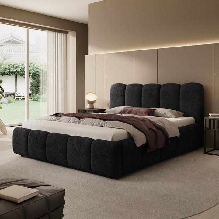 Nolena - Tweepersoonsbed - Zwart velvet - 160x200 cm