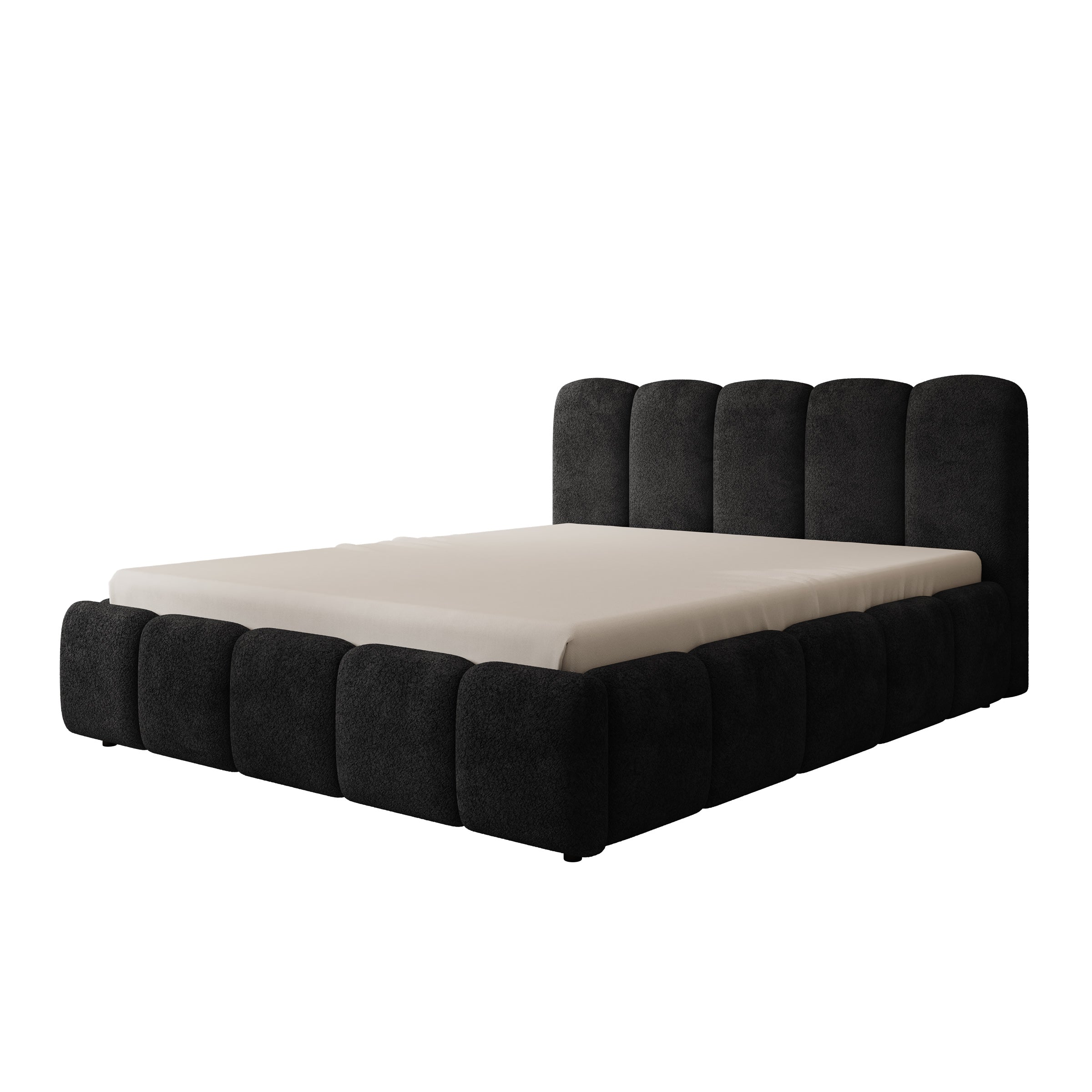 Nolena - Tweepersoonsbed - Zwart velvet - 160x200 cm