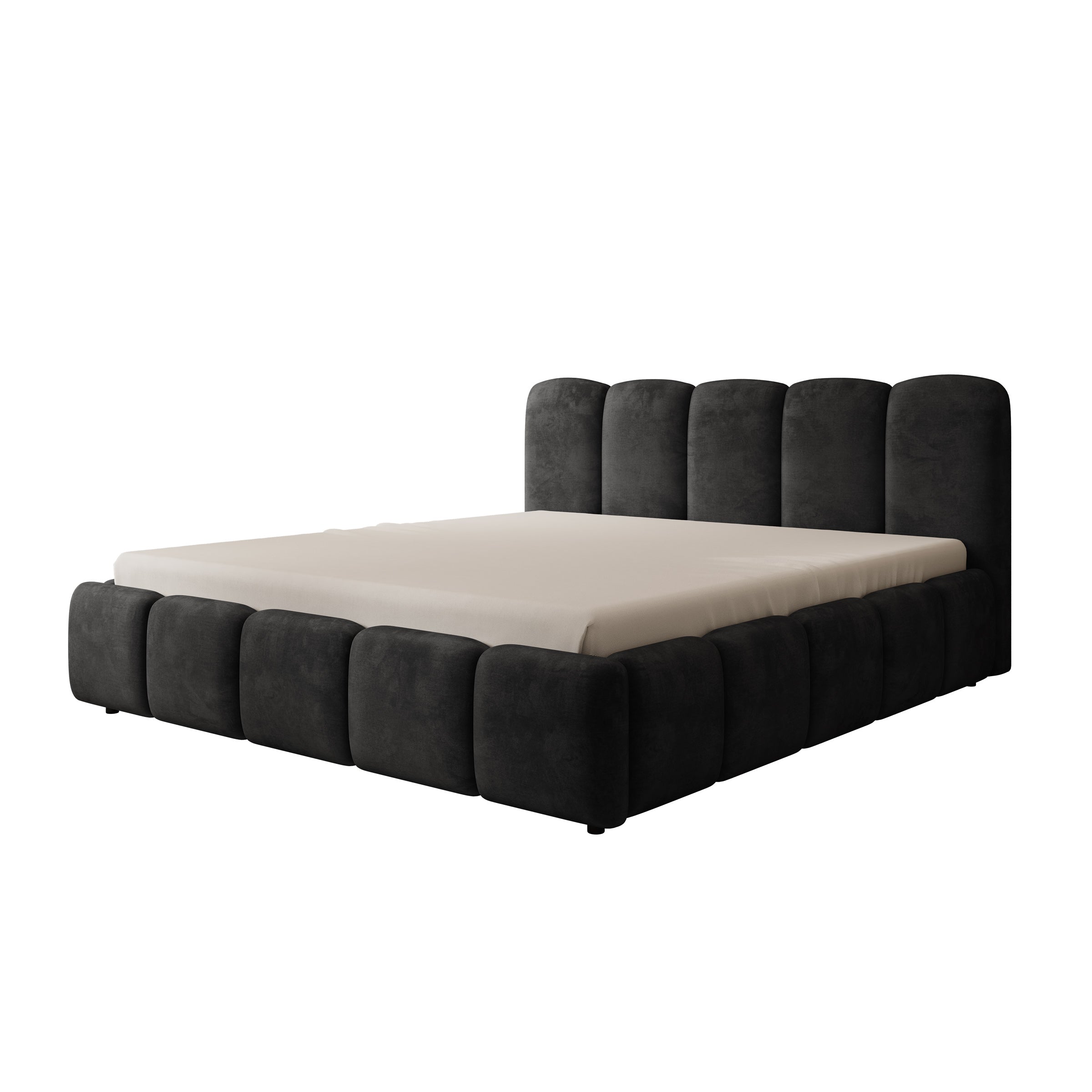 Nolena - Tweepersoonsbed - Zwart velvet - 180x200 cm