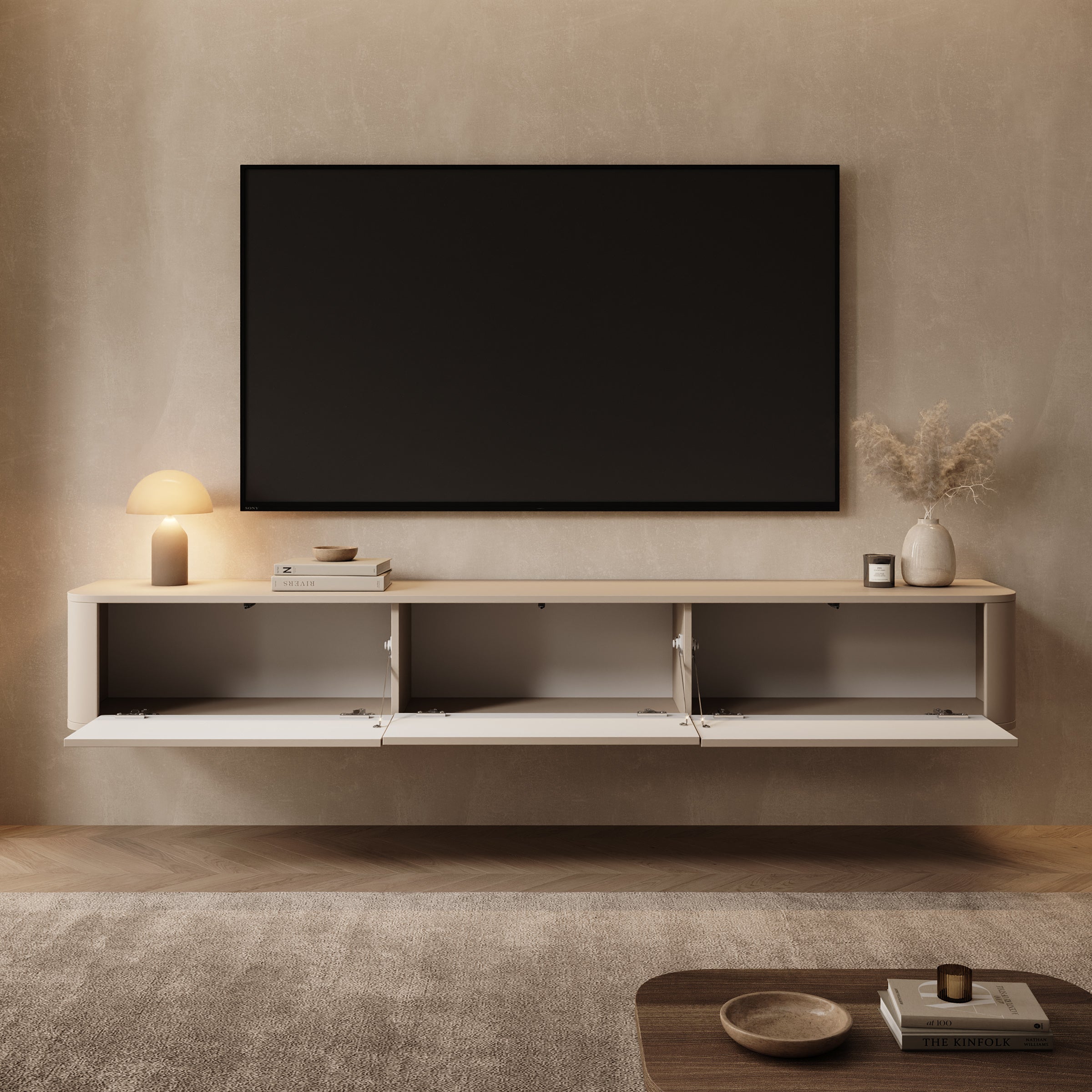 Noma - TV-Meubel - Beige - 200x34x29 cm