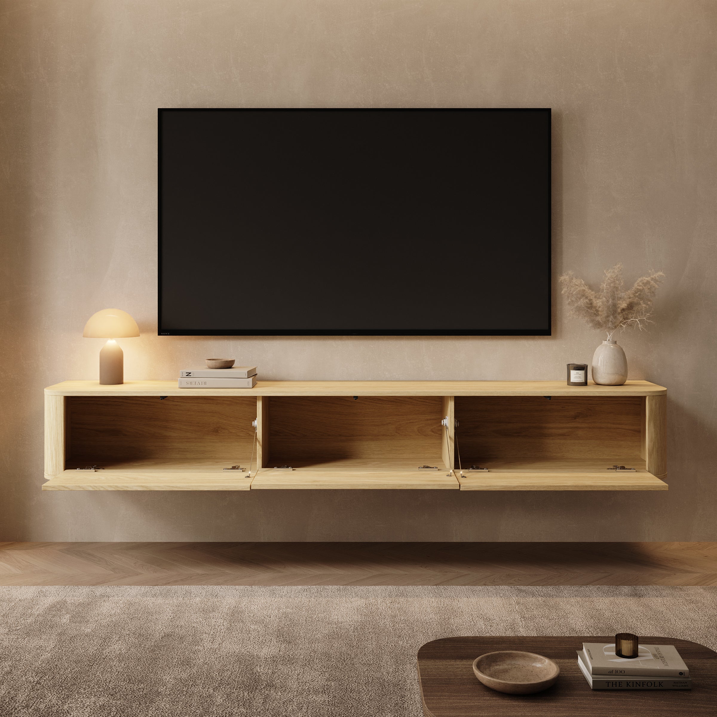 Noma - TV-Meubel - Licht eikenpatroon - 200x34x29 cm