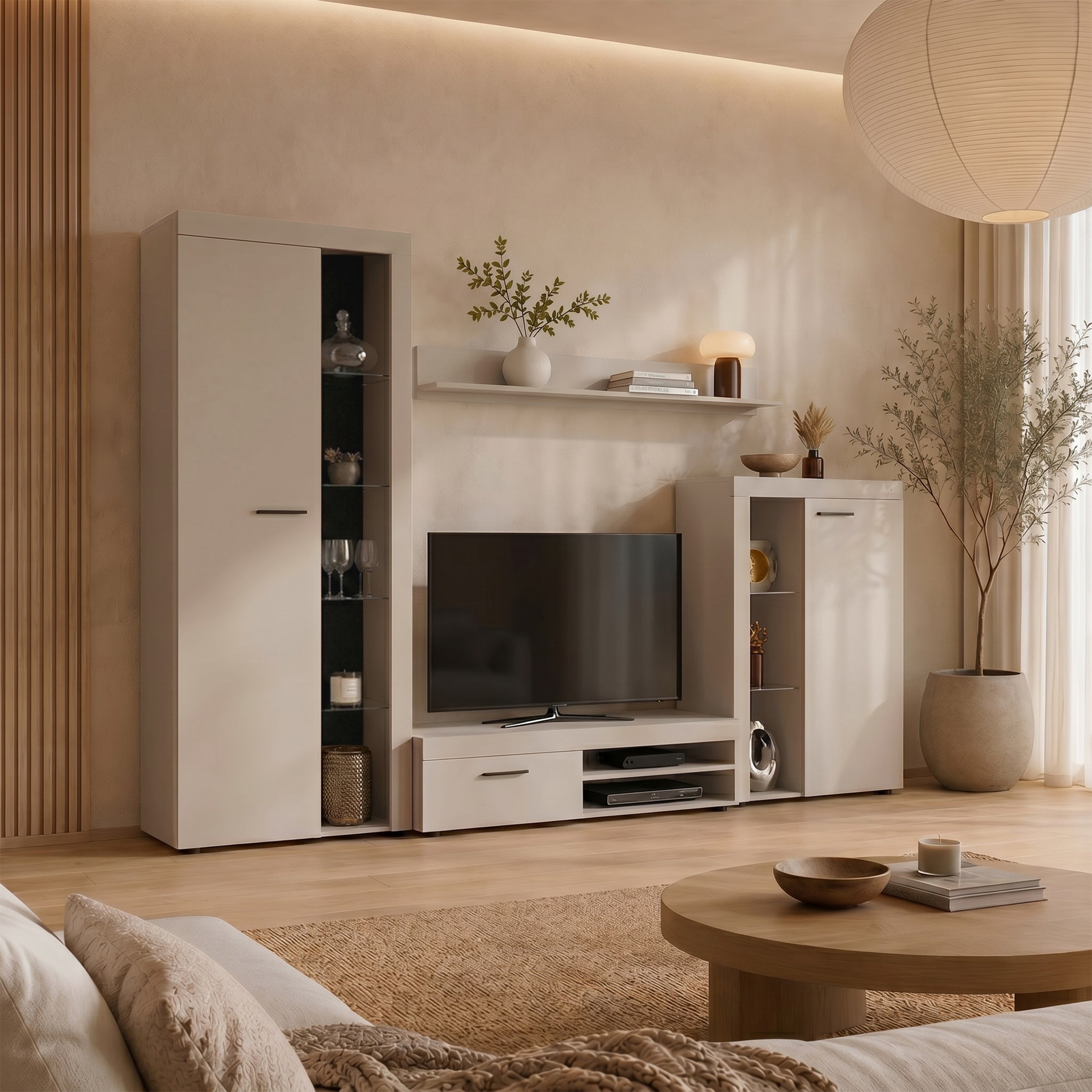 Norda - Wandmeubel - Beige - 270x34x190 cm