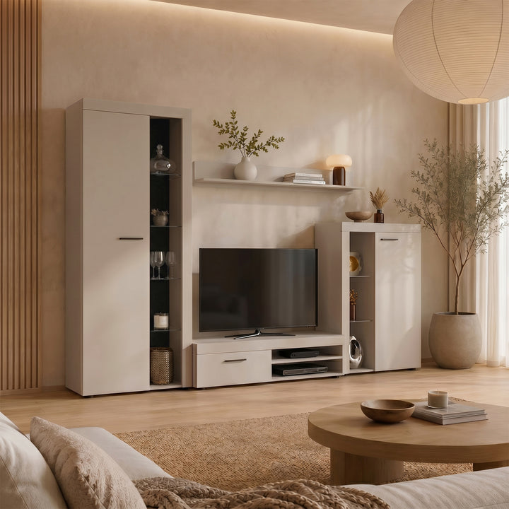 Norda - Wandmeubel - Beige - 270x34x190 cm