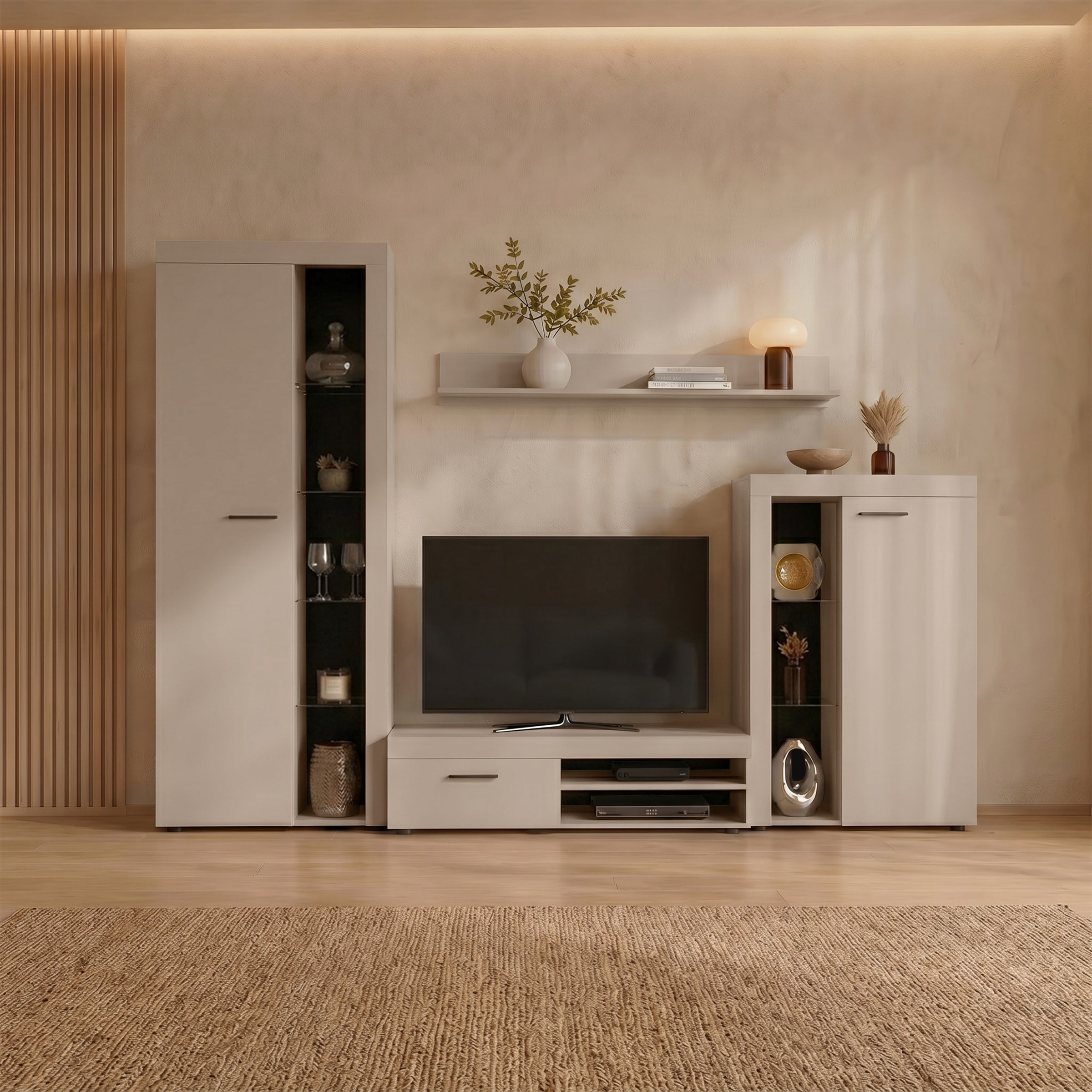 Norda - Wandmeubel - Beige - 270x34x190 cm