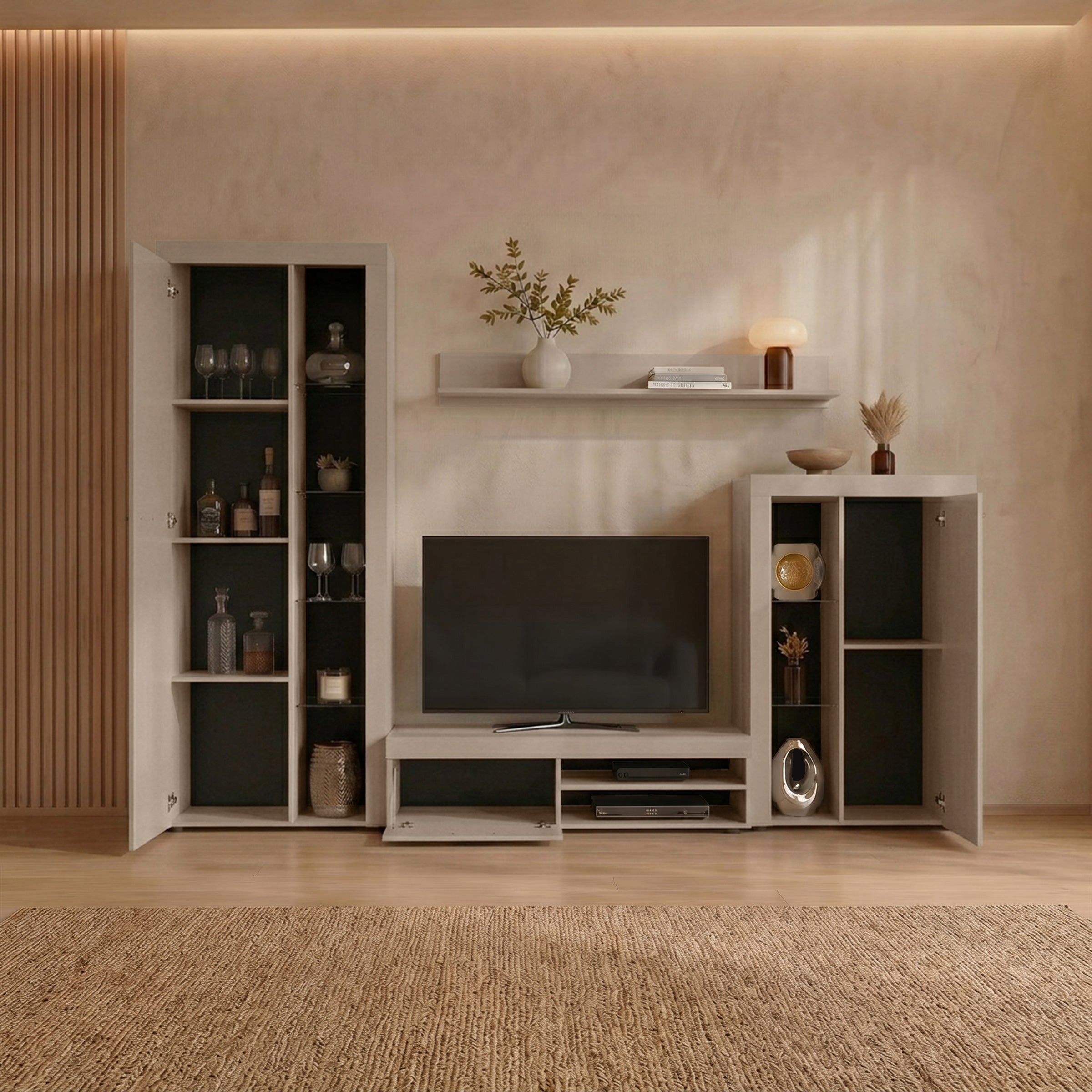 Norda - Wandmeubel - Beige - 270x34x190 cm