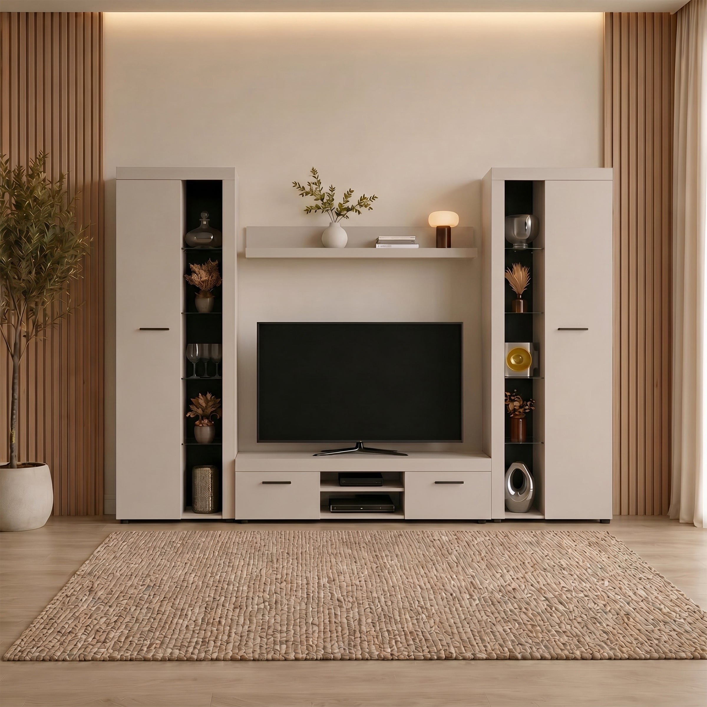 Norda - Wandmeubel - Beige - 300x34x190 cm