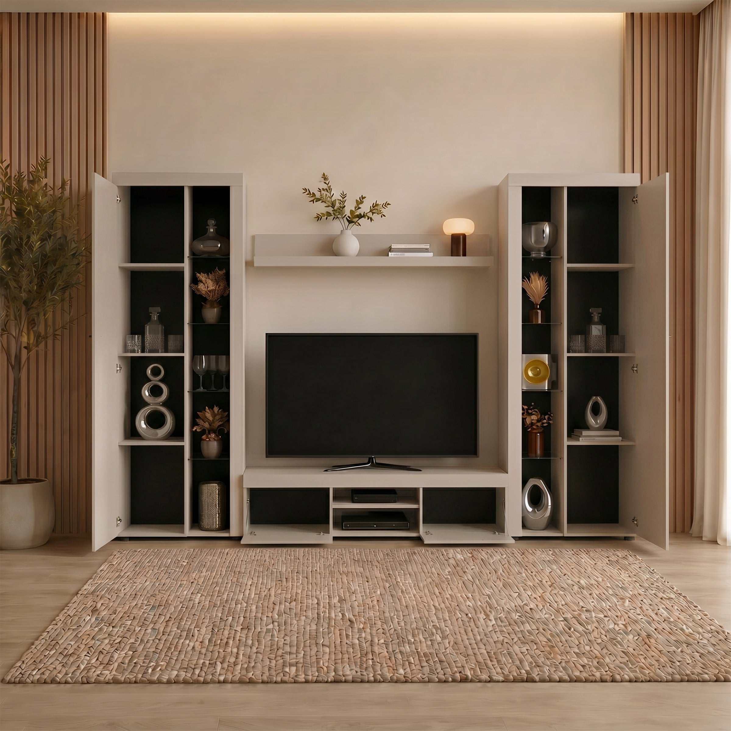 Norda - Wandmeubel - Beige - 300x34x190 cm