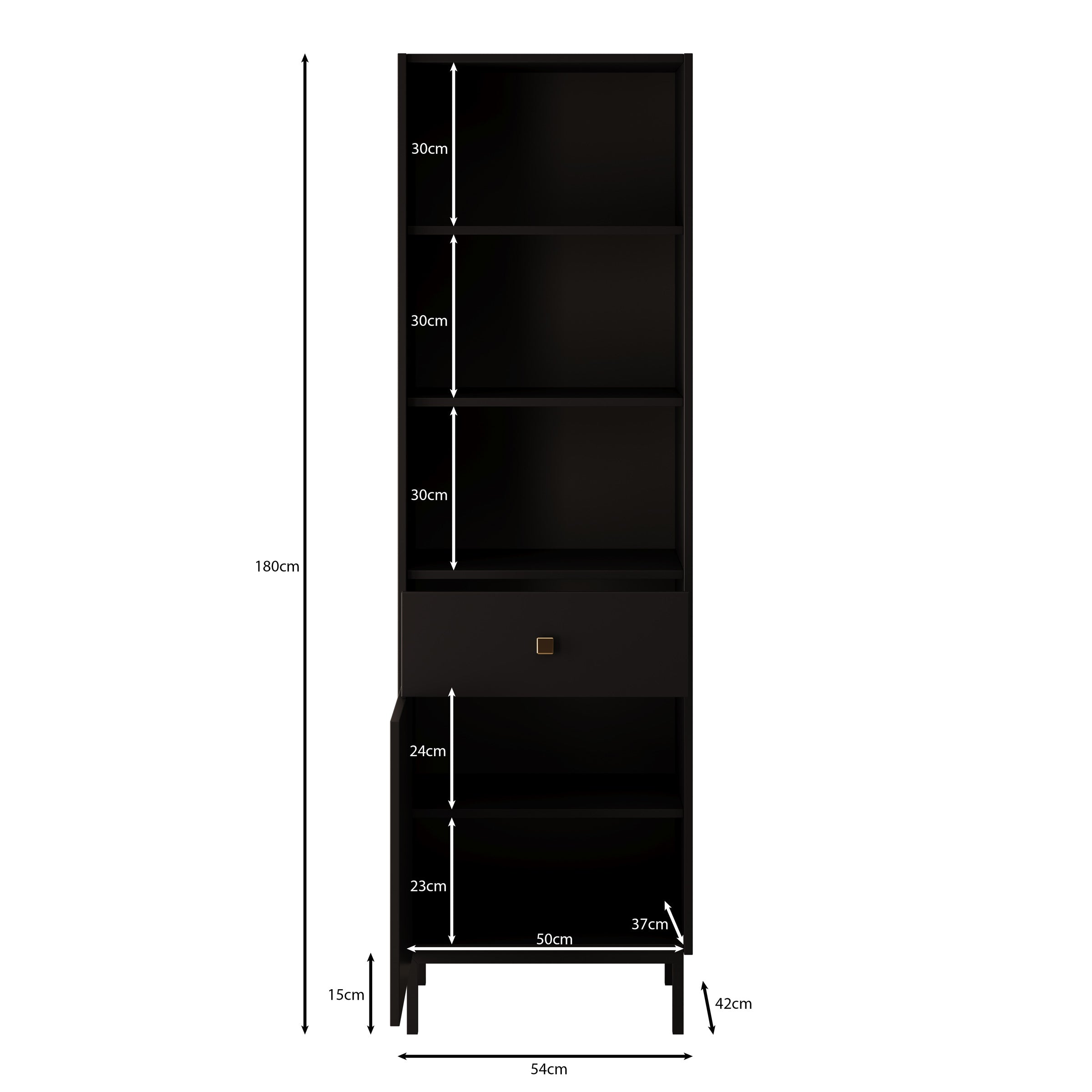 Norment - Boekenkast - Zwart - 54x42x180 cm