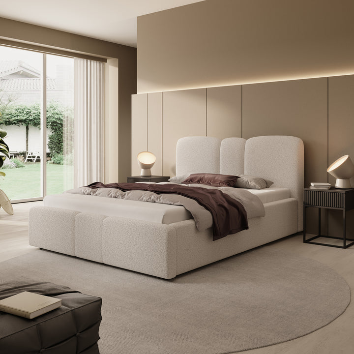 Northwell - Tweepersoonsbed met opbergruimte - Teddystof beige - 140x200 cm
