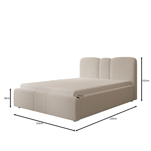 Northwell - Tweepersoonsbed met opbergruimte - Teddystof beige - 140x200 cm