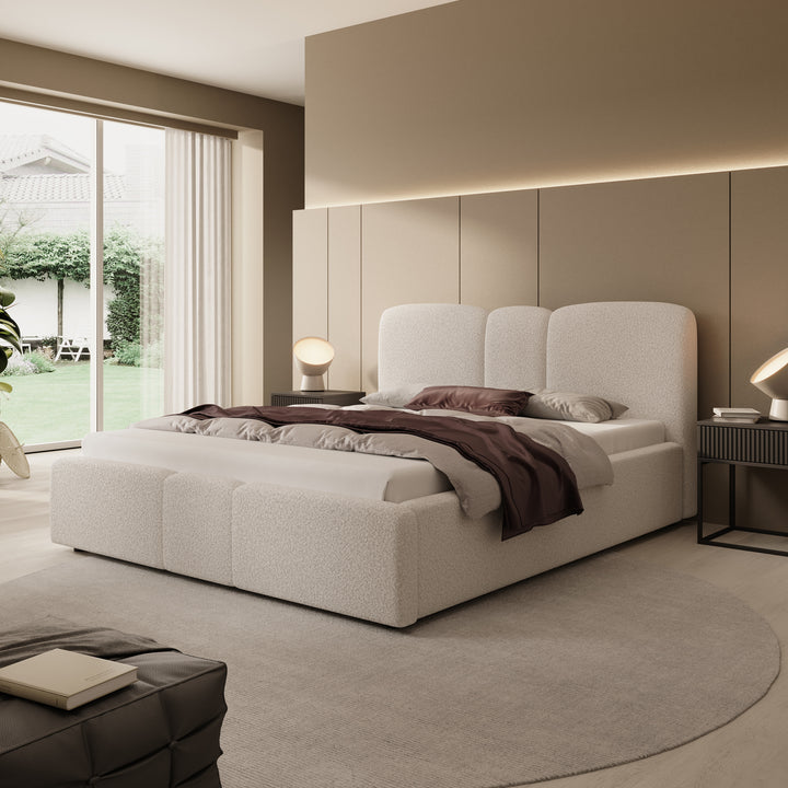 Northwell - Tweepersoonsbed met opbergruimte - Teddystof beige - 160x200 cm