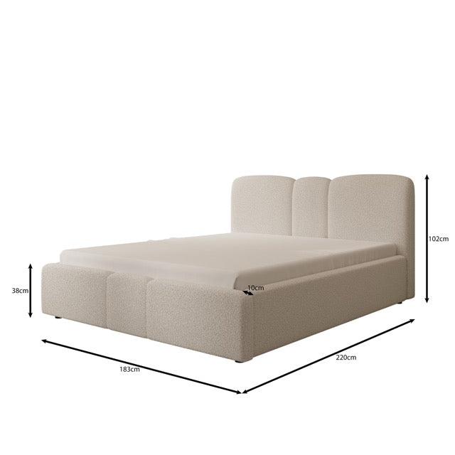 Northwell - Tweepersoonsbed met opbergruimte - Teddystof beige - 160x200 cm