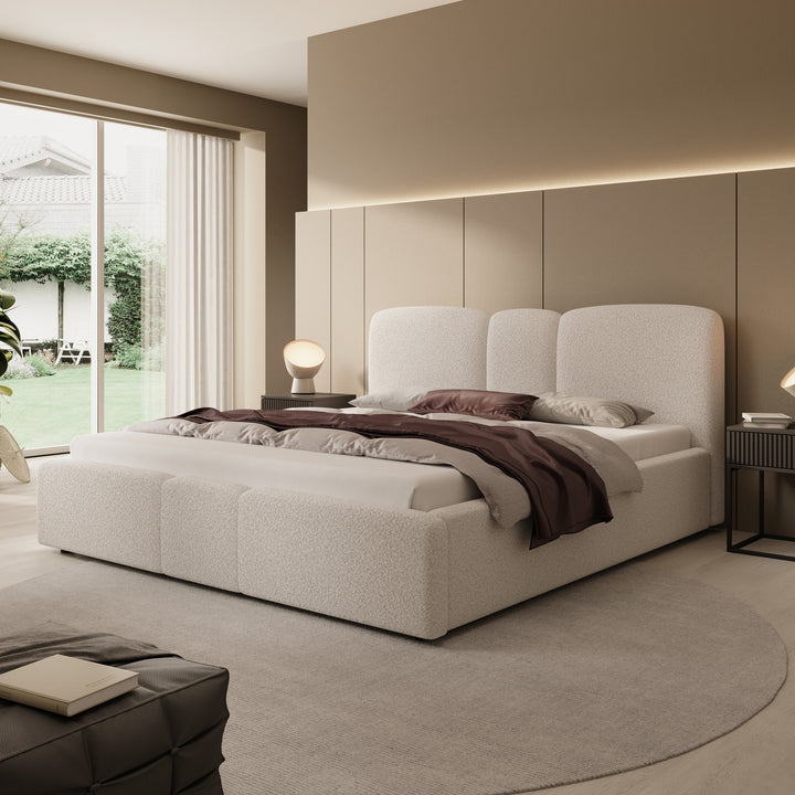 Northwell - Tweepersoonsbed met opbergruimte - Teddystof beige - 180x200 cm