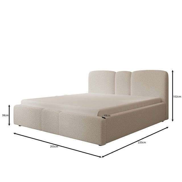 Northwell - Tweepersoonsbed met opbergruimte - Teddystof beige - 180x200 cm