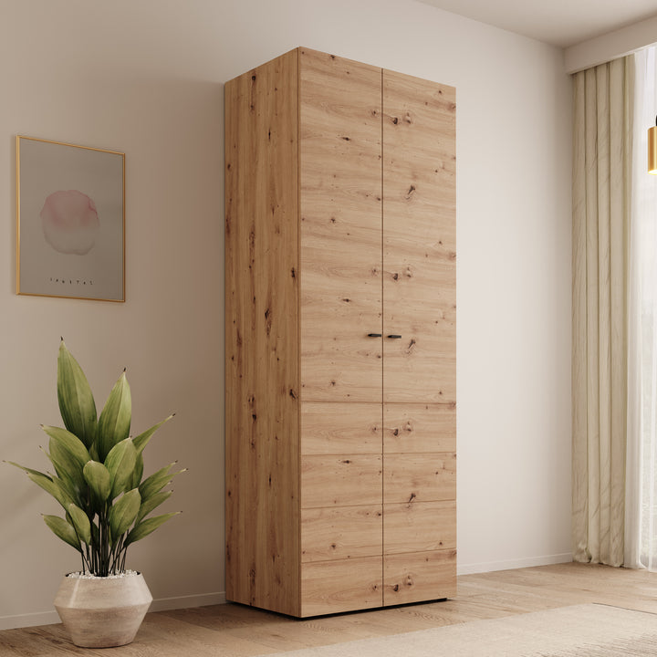 Nouran - Kledingkast 2-deurs - Eikenpatroon - 79x52x208 cm