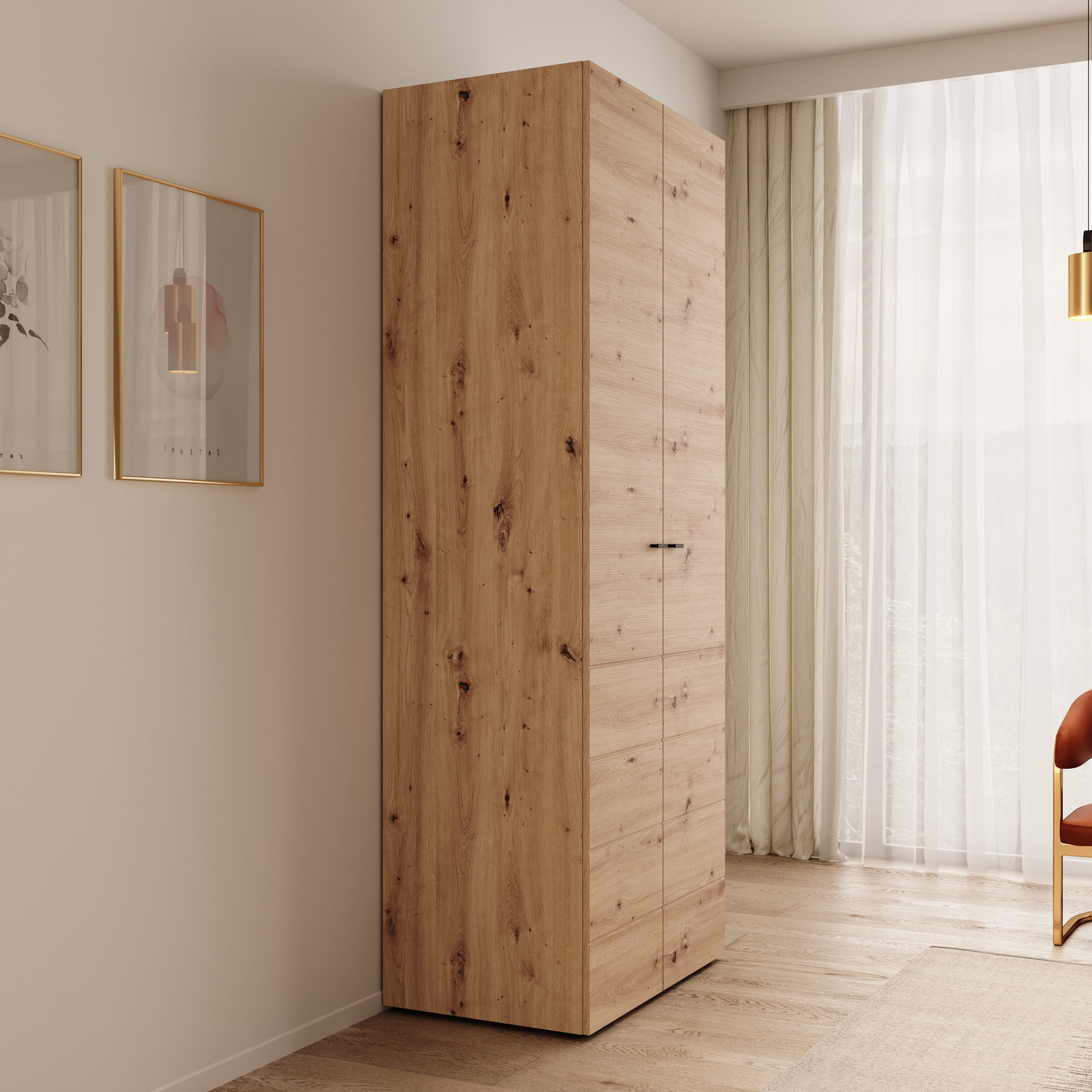 Nouran - Kledingkast 2-deurs - Eikenpatroon - 79x52x208 cm