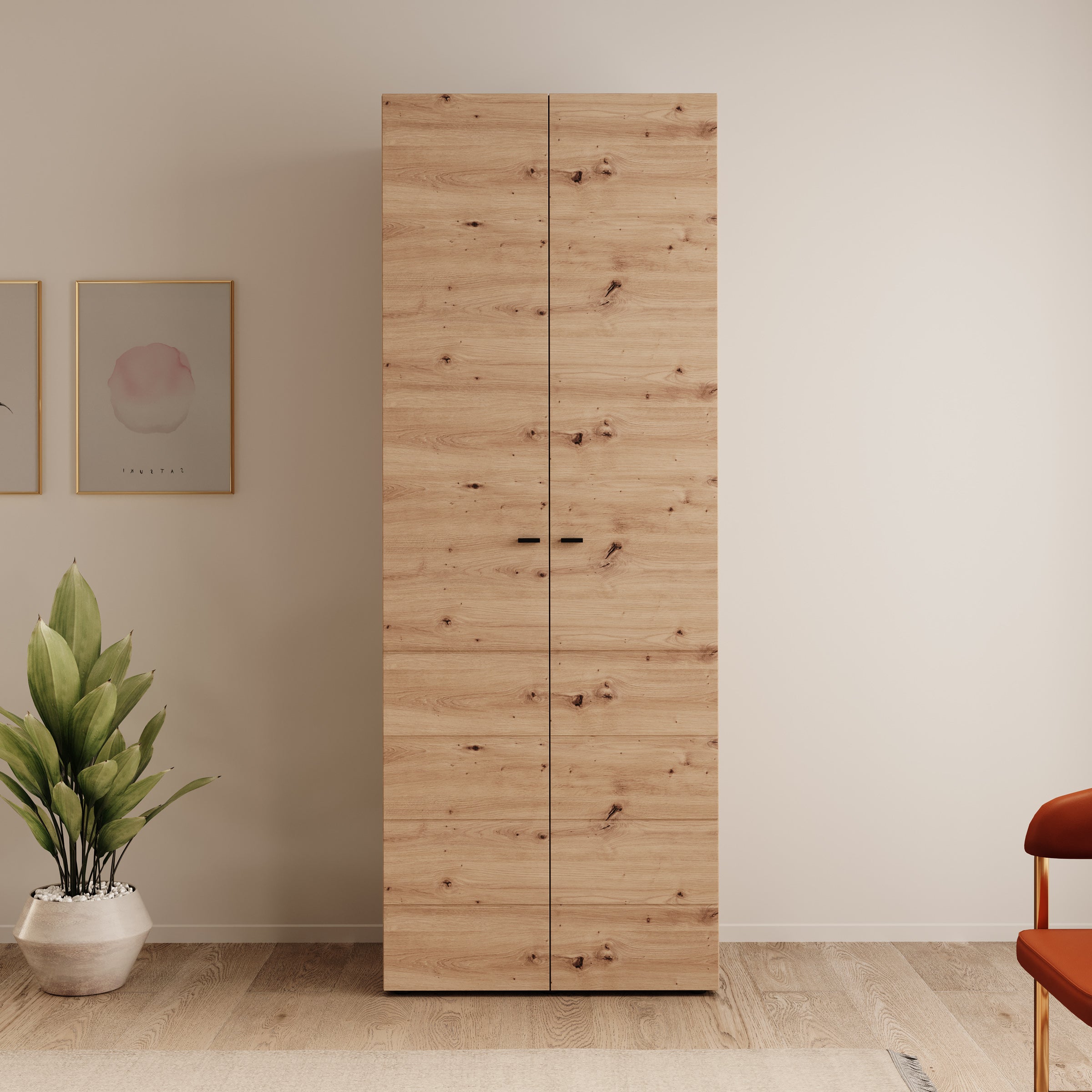 Nouran - Kledingkast 2-deurs - Eikenpatroon - 79x52x208 cm