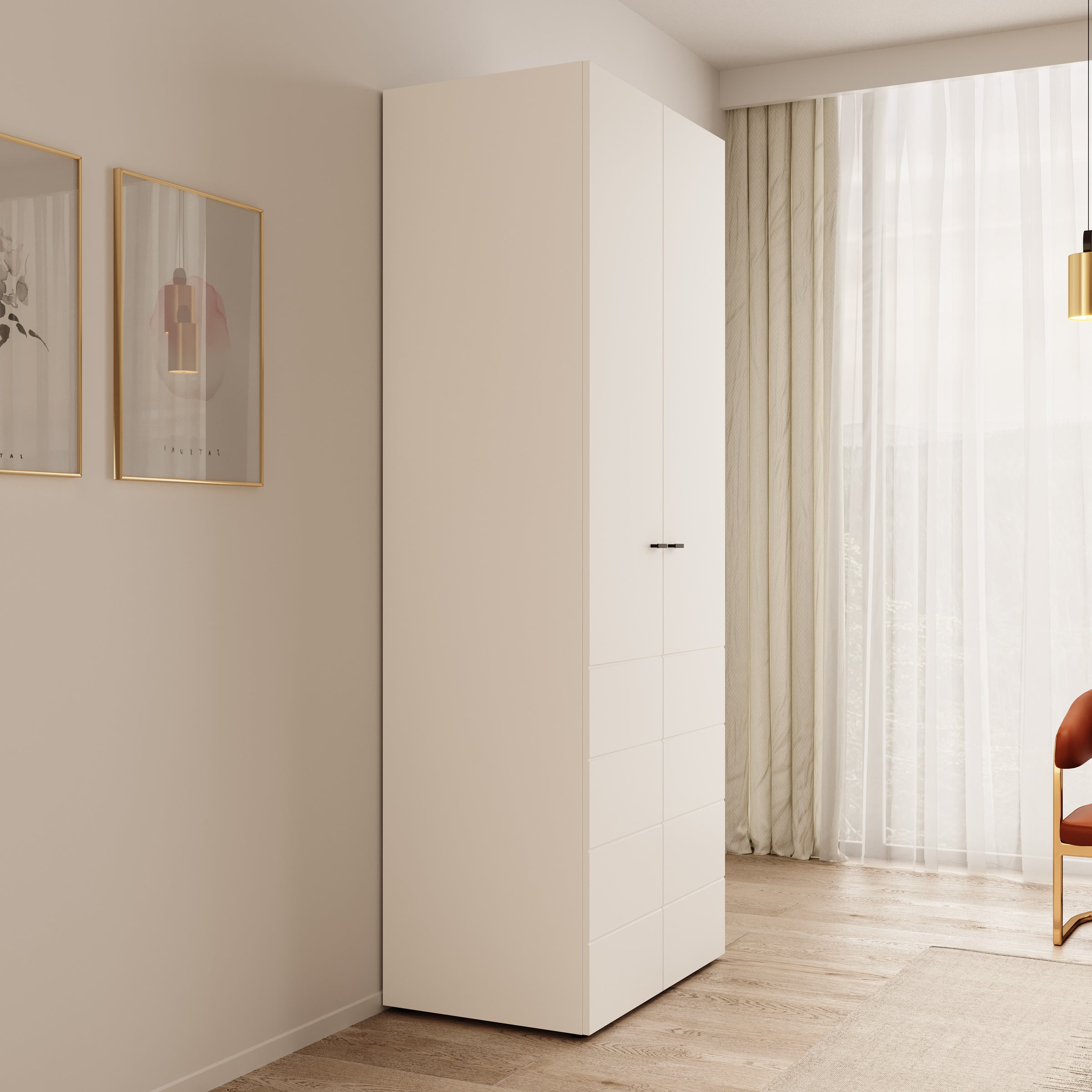 Nouran - Kledingkast 2-deurs - Wit - 79x52x208 cm