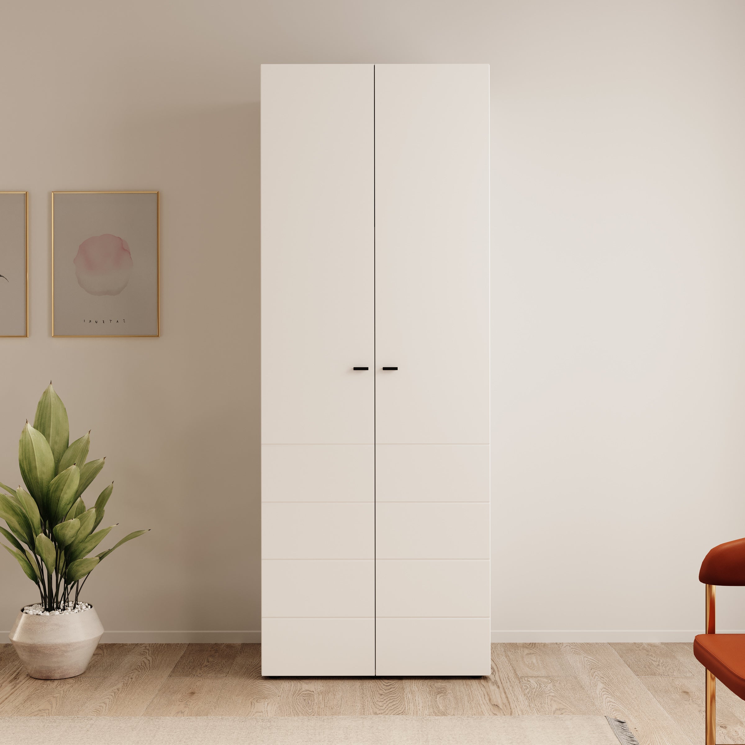 Nouran - Kledingkast 2-deurs - Wit - 79x52x208 cm