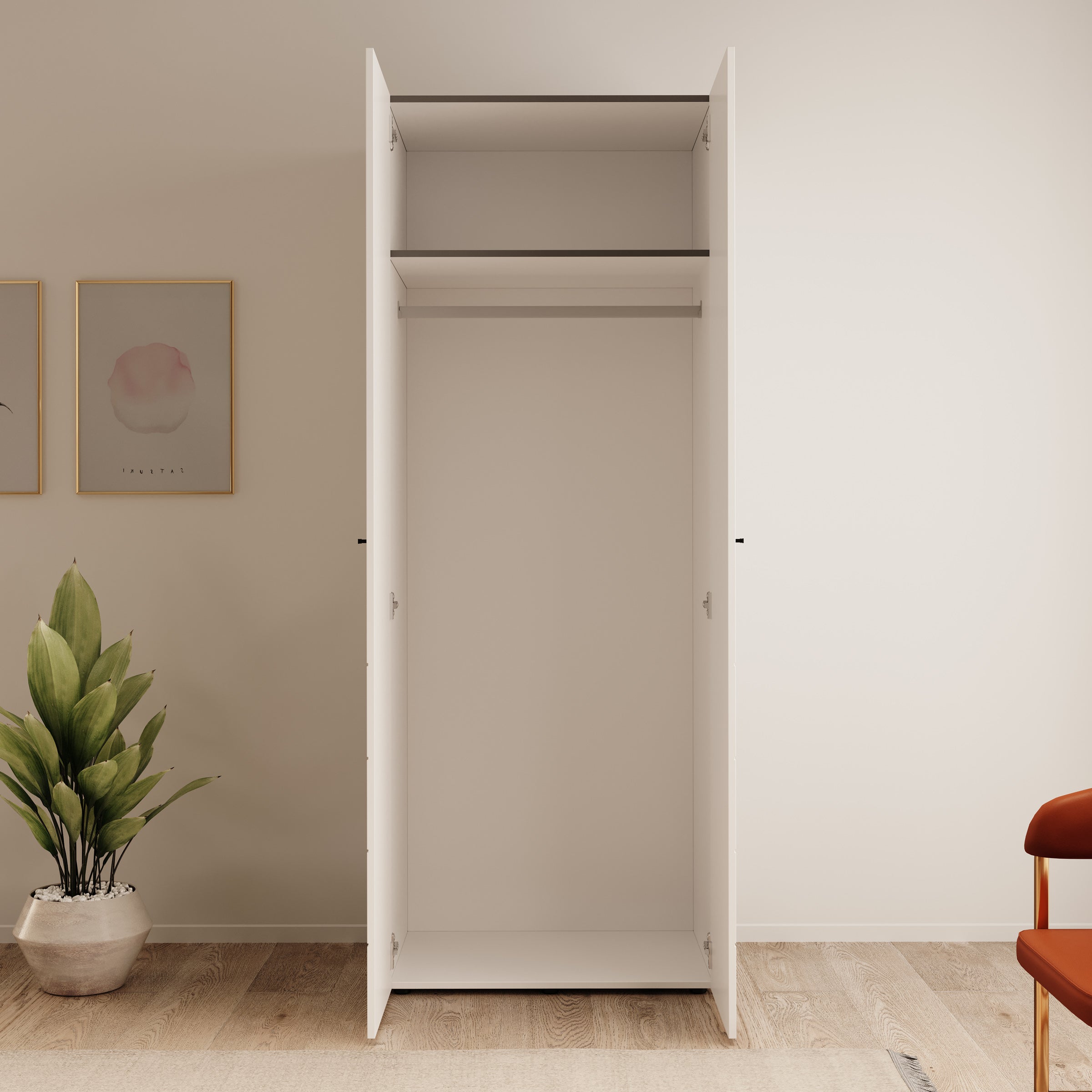 Nouran - Kledingkast 2-deurs - Wit - 79x52x208 cm