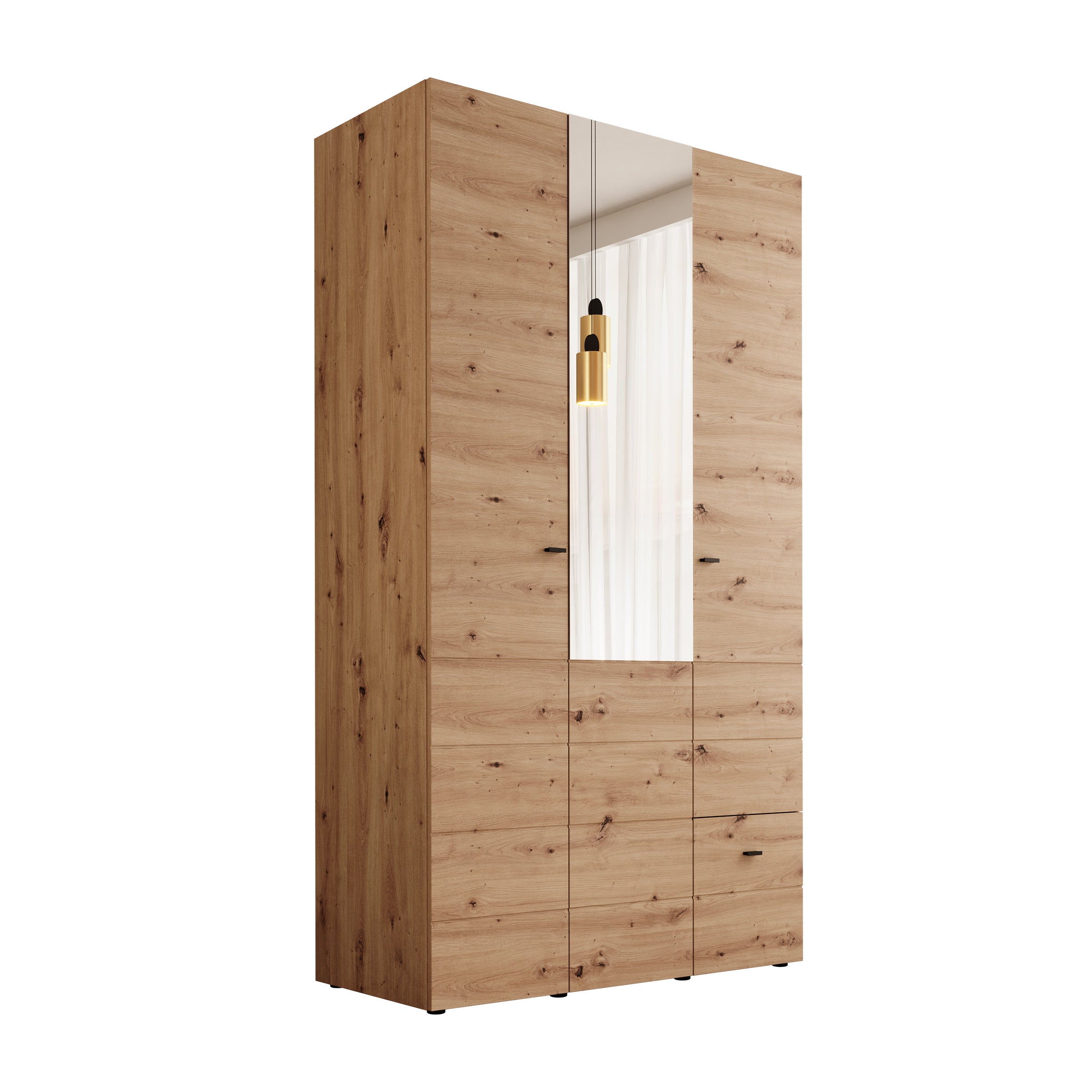 Nouran - Kledingkast 3-deurs - Eikenpatroon - 117x52x208 cm