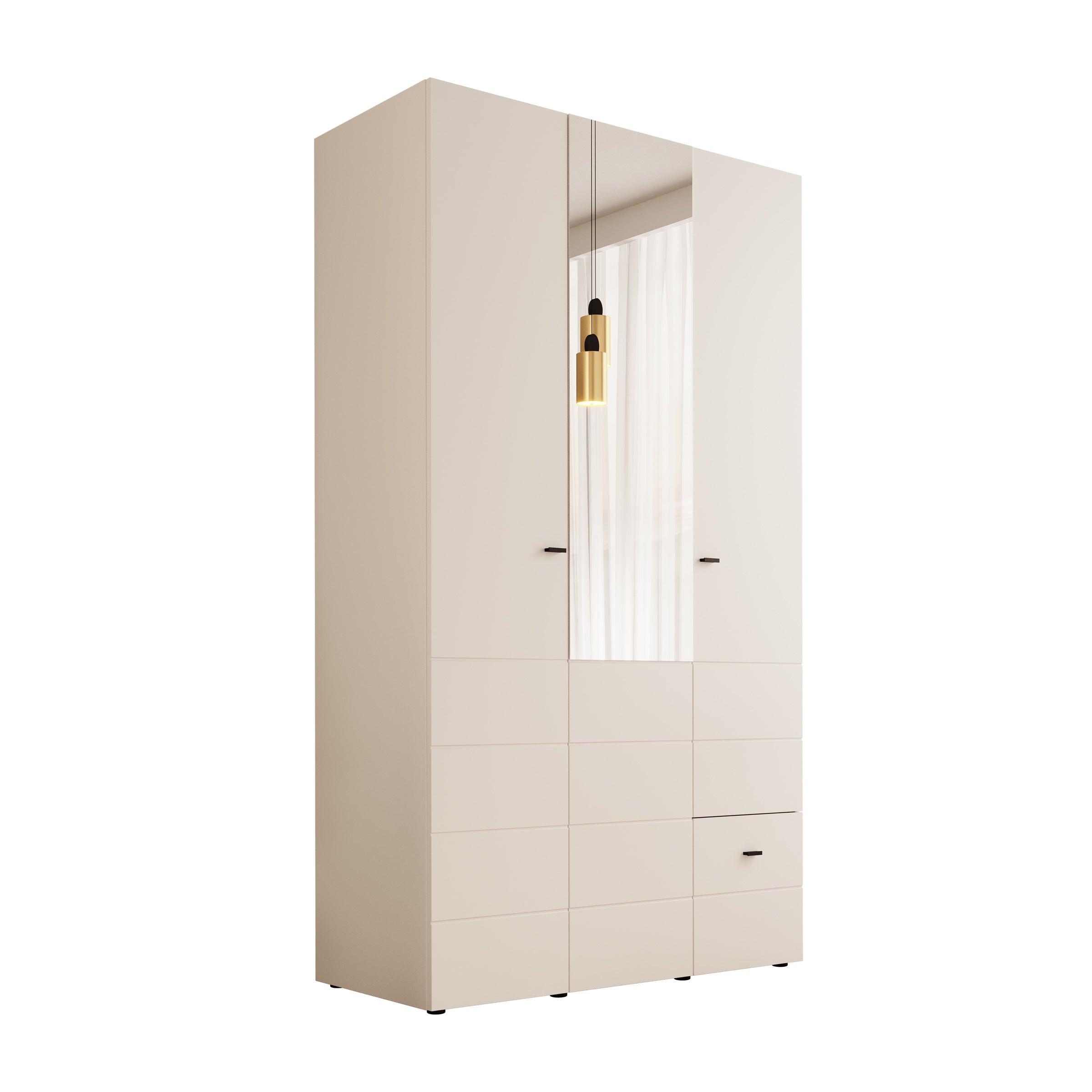 Nouran - Kledingkast 3-deurs - Wit - 117x52x208 cm
