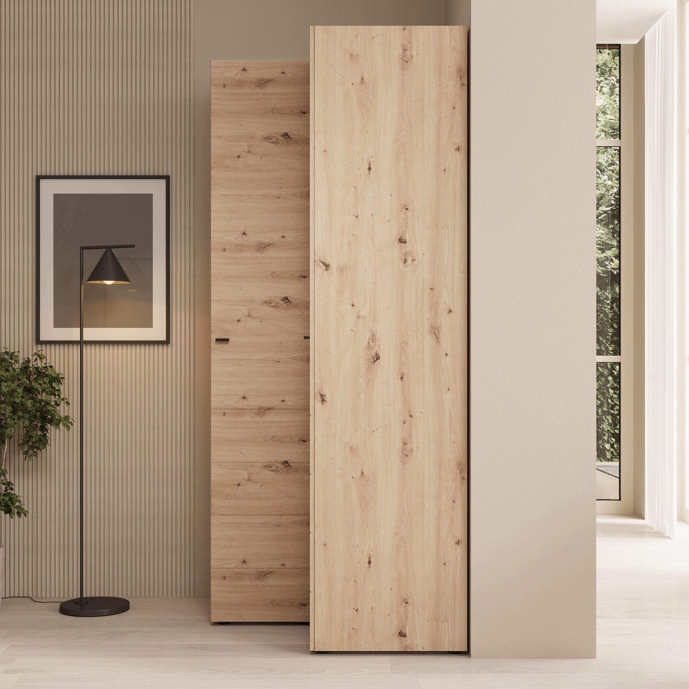 Nouran - Kledingkast hoek - Eikenpatroon - 95x90x208 cm