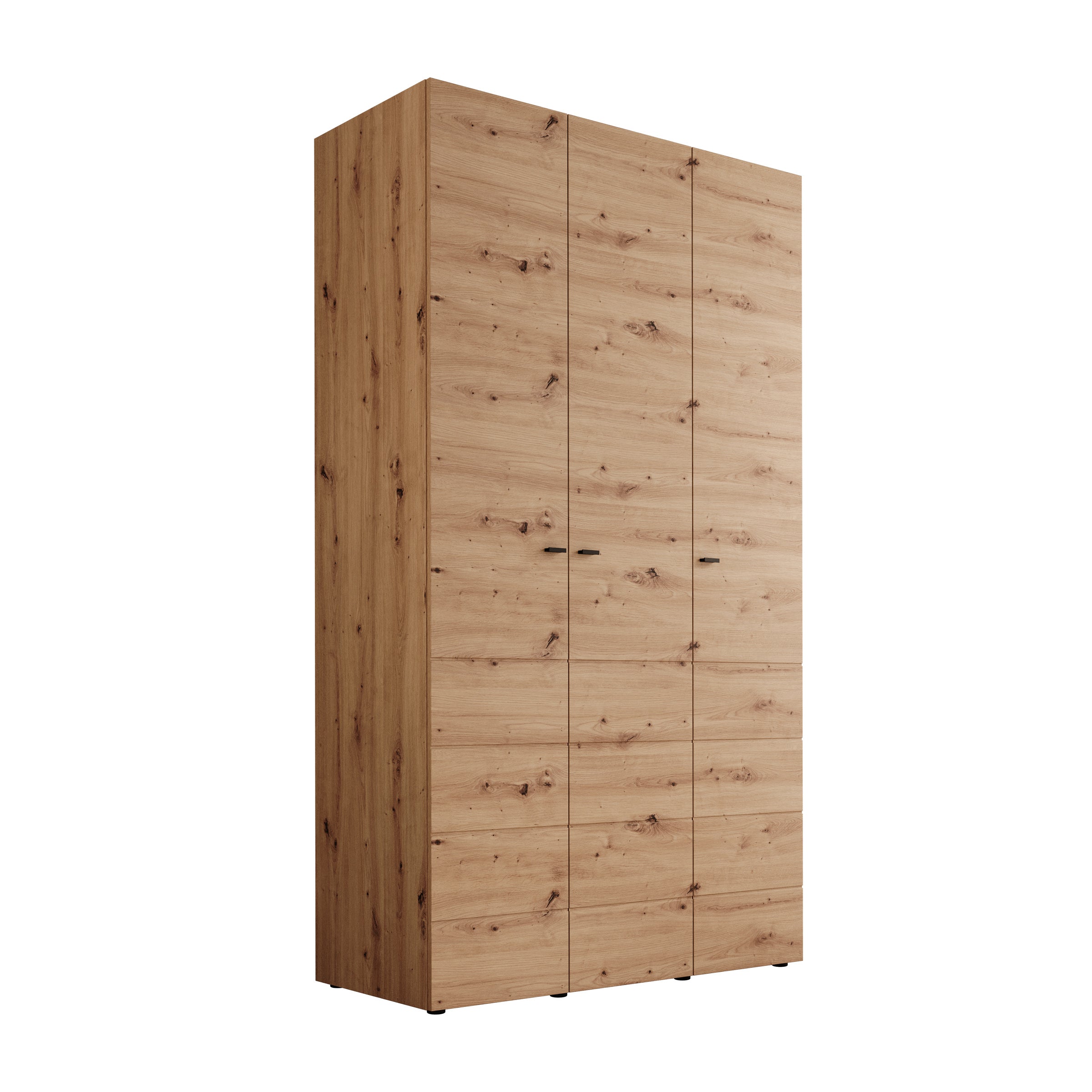 Nouran - Kledingkast met 3 deuren - Eikenpatroon - 117x52x208 cm