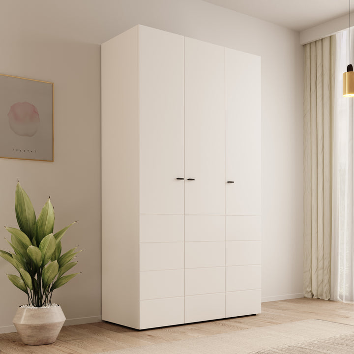 Nouran - Kledingkast met 3 deuren - Wit - 117x52x208 cm