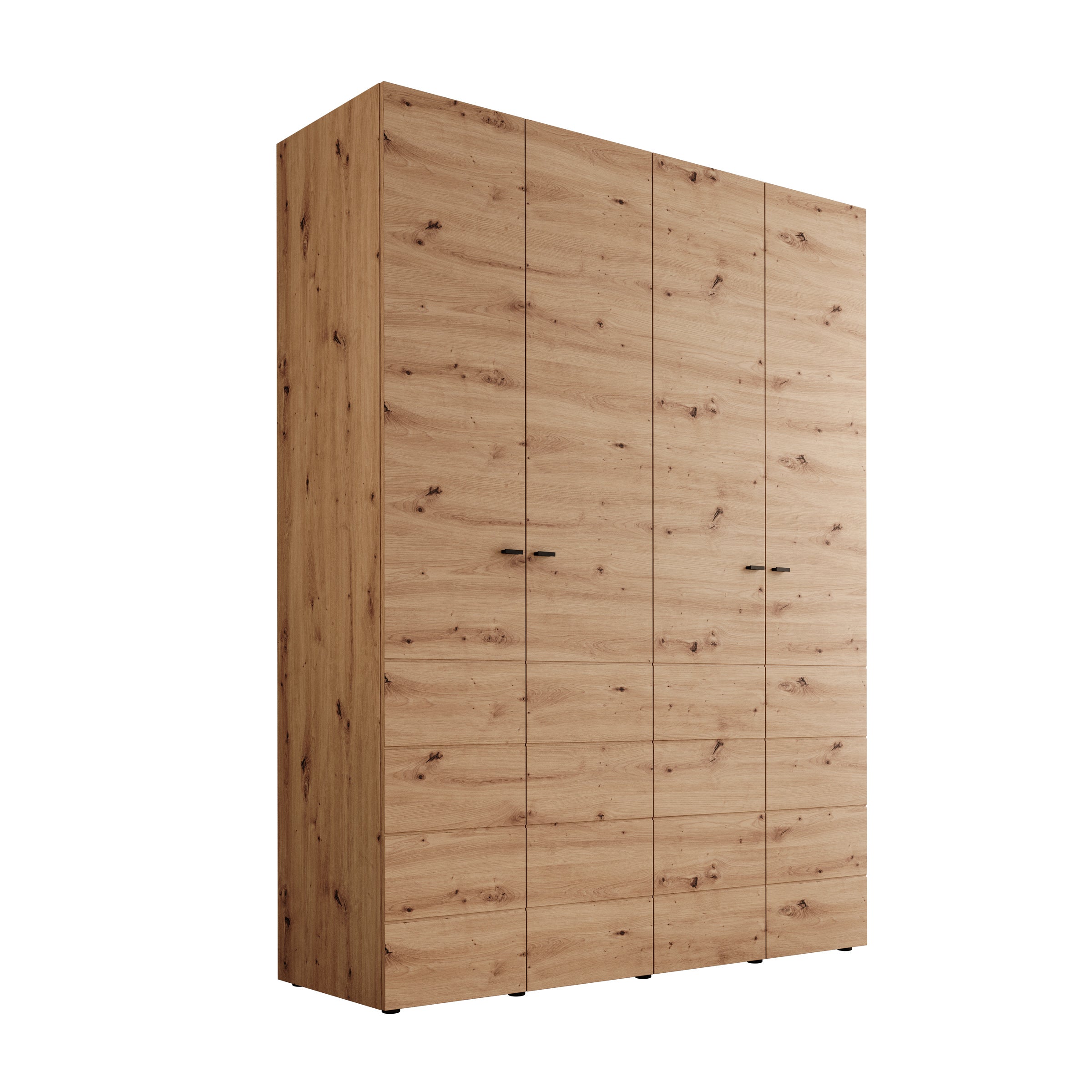 Nouran - Kledingkast met 4 deuren - Eikenpatroon - 155x52x208 cm