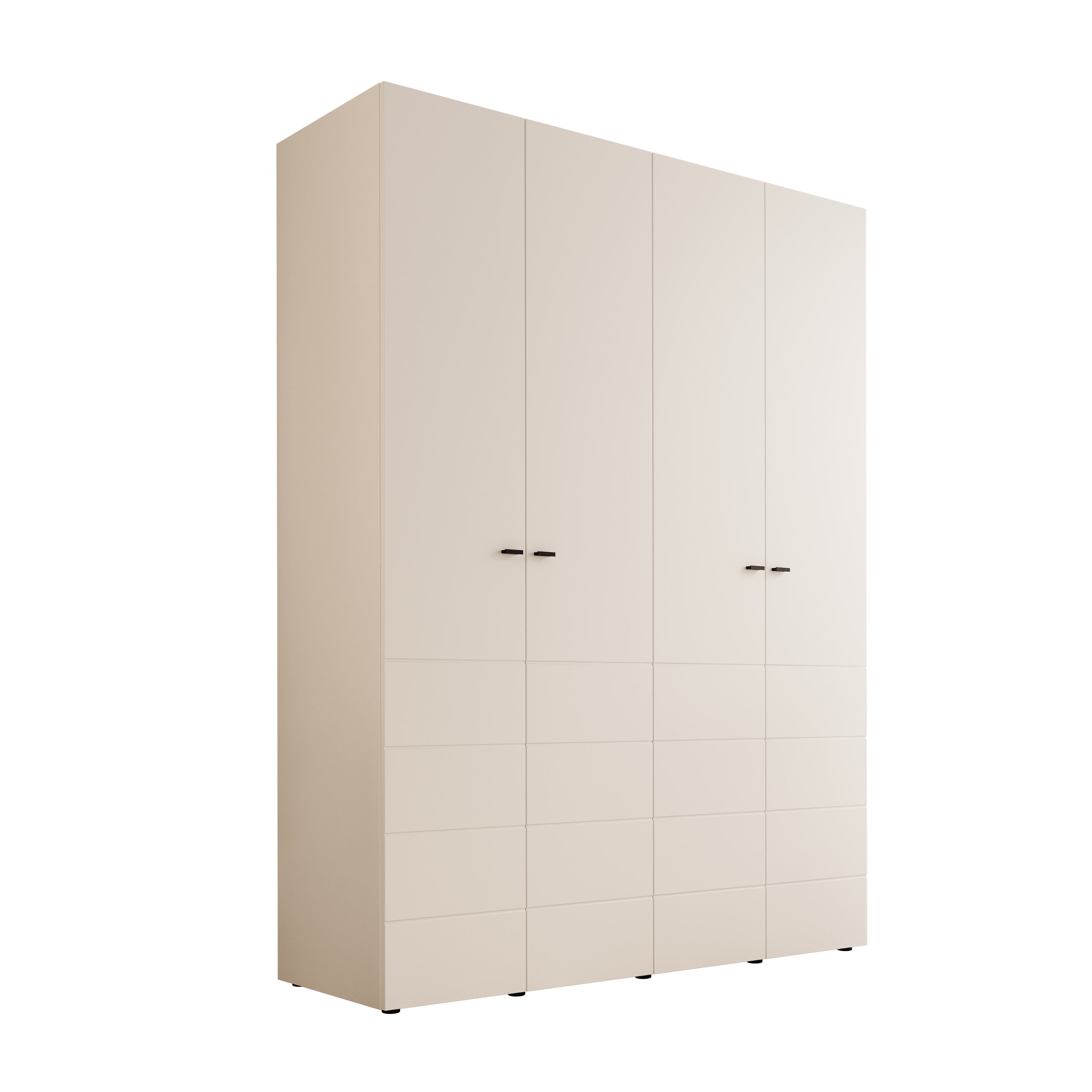 Nouran - Kledingkast met 4 deuren - Wit - 155x52x208 cm