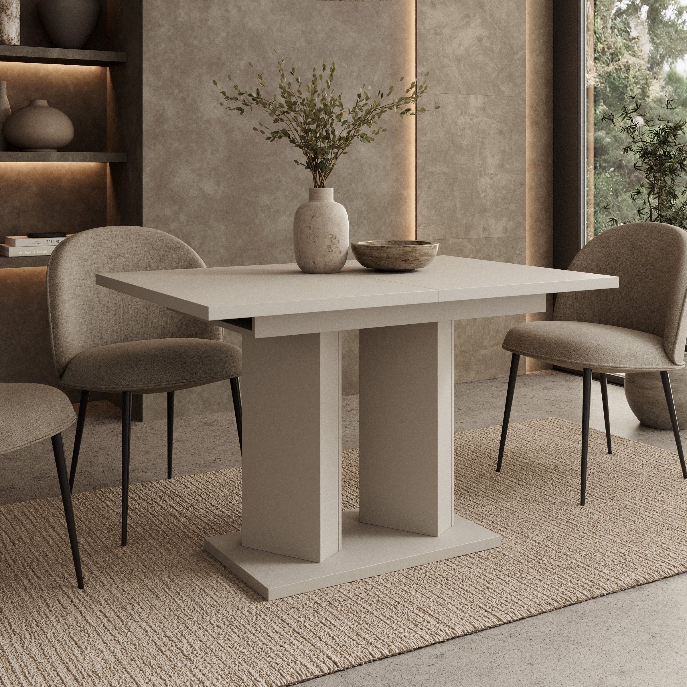 Novan - Eetkamertafel - Uitschuifbaar - Beige - 120-160x80x75 cm