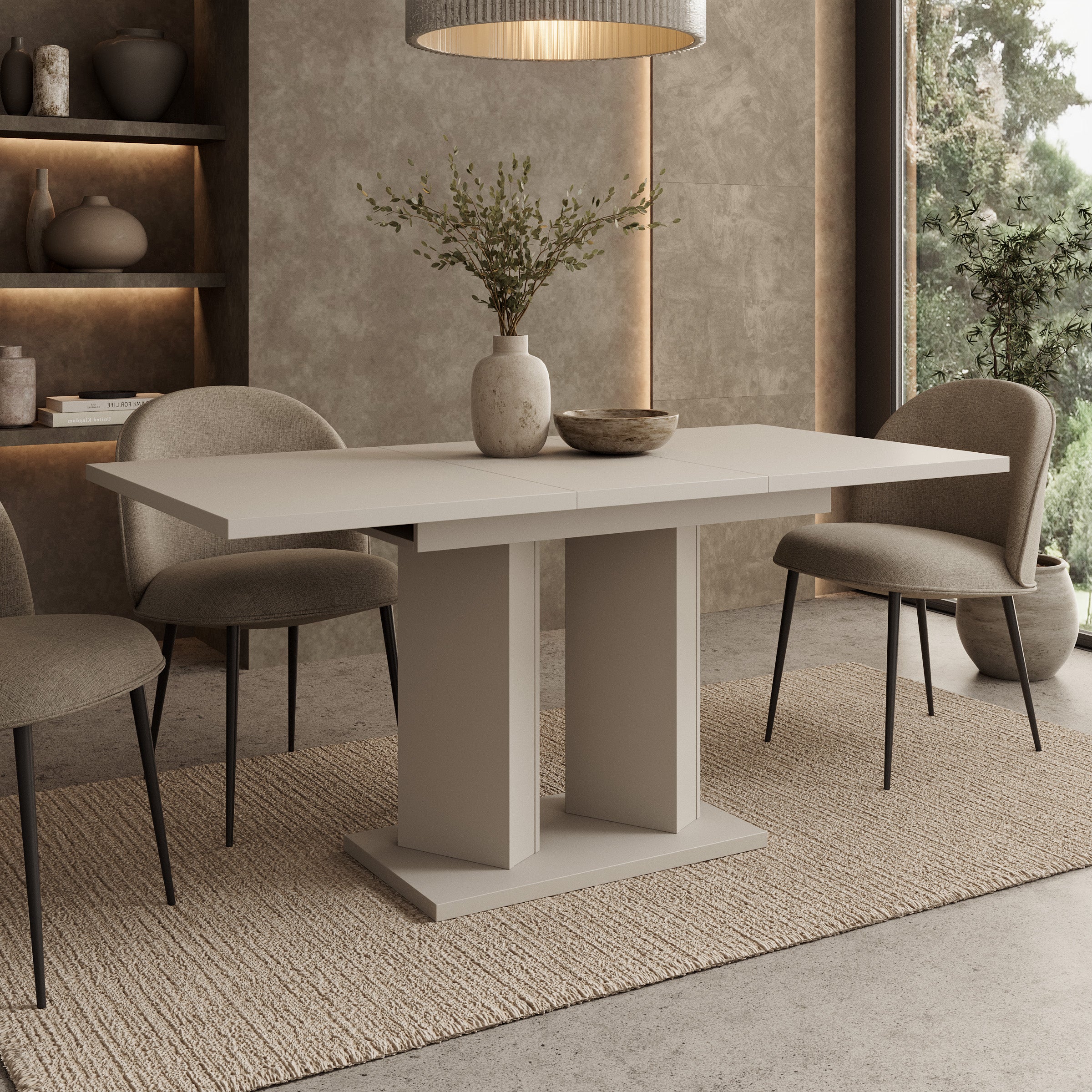 Novan - Eetkamertafel - Uitschuifbaar - Beige - 120-160x80x75 cm