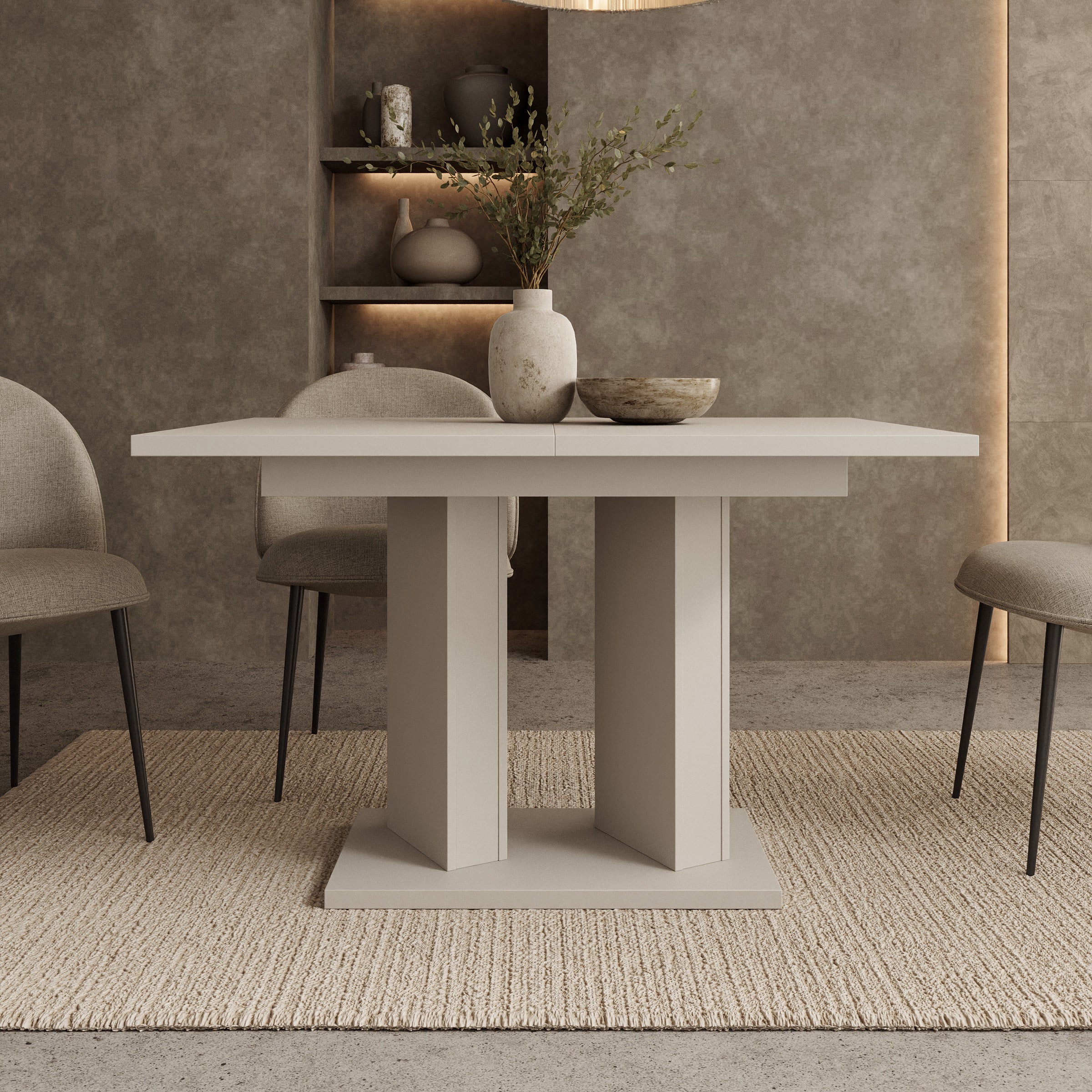 Novan - Eetkamertafel - Uitschuifbaar - Beige - 120-160x80x75 cm