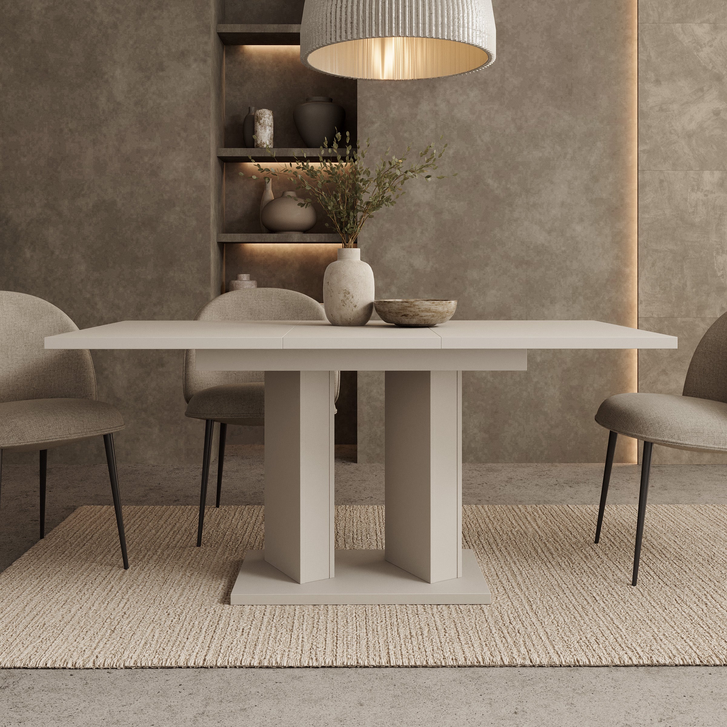 Novan - Eetkamertafel - Uitschuifbaar - Beige - 120-160x80x75 cm