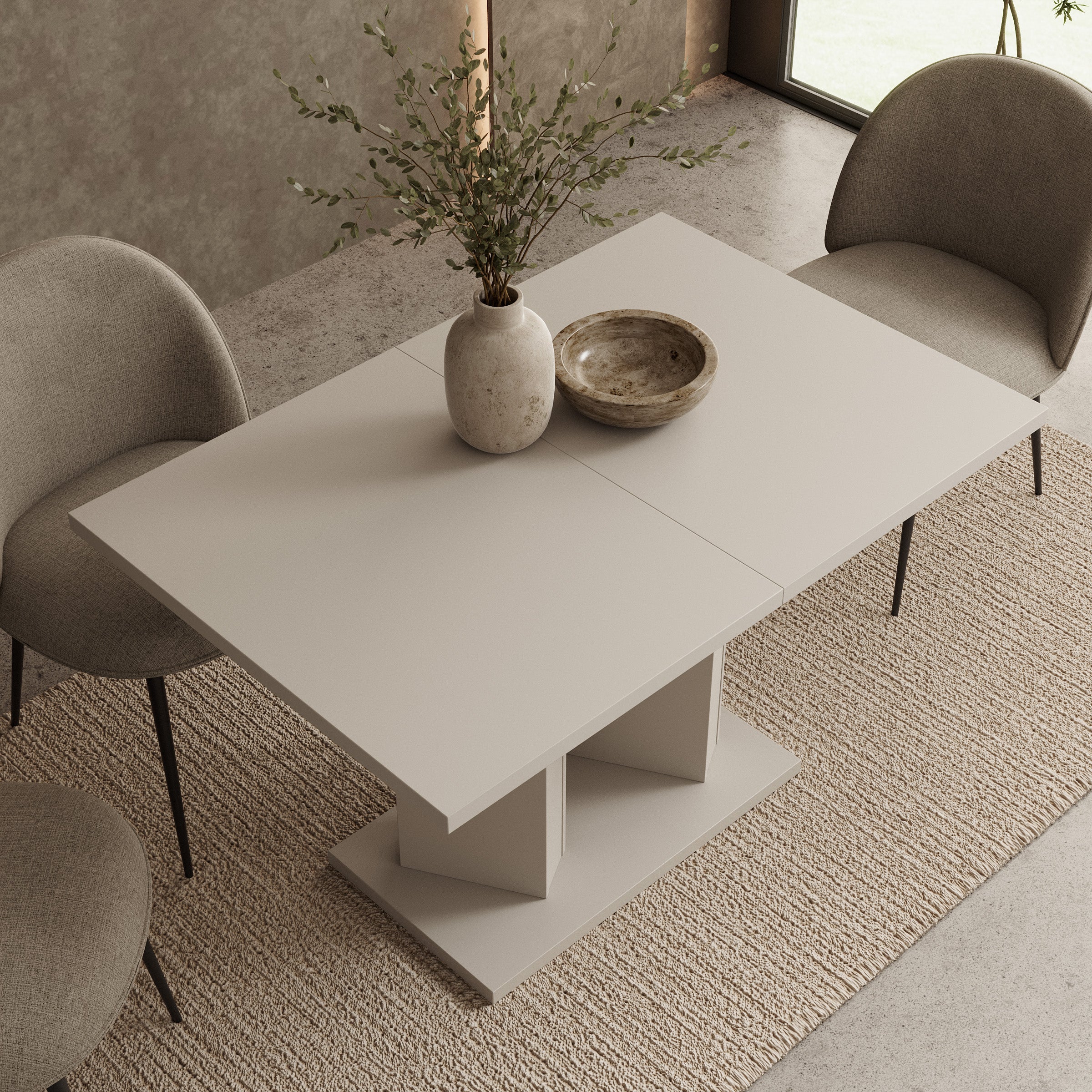 Novan - Eetkamertafel - Uitschuifbaar - Beige - 120-160x80x75 cm