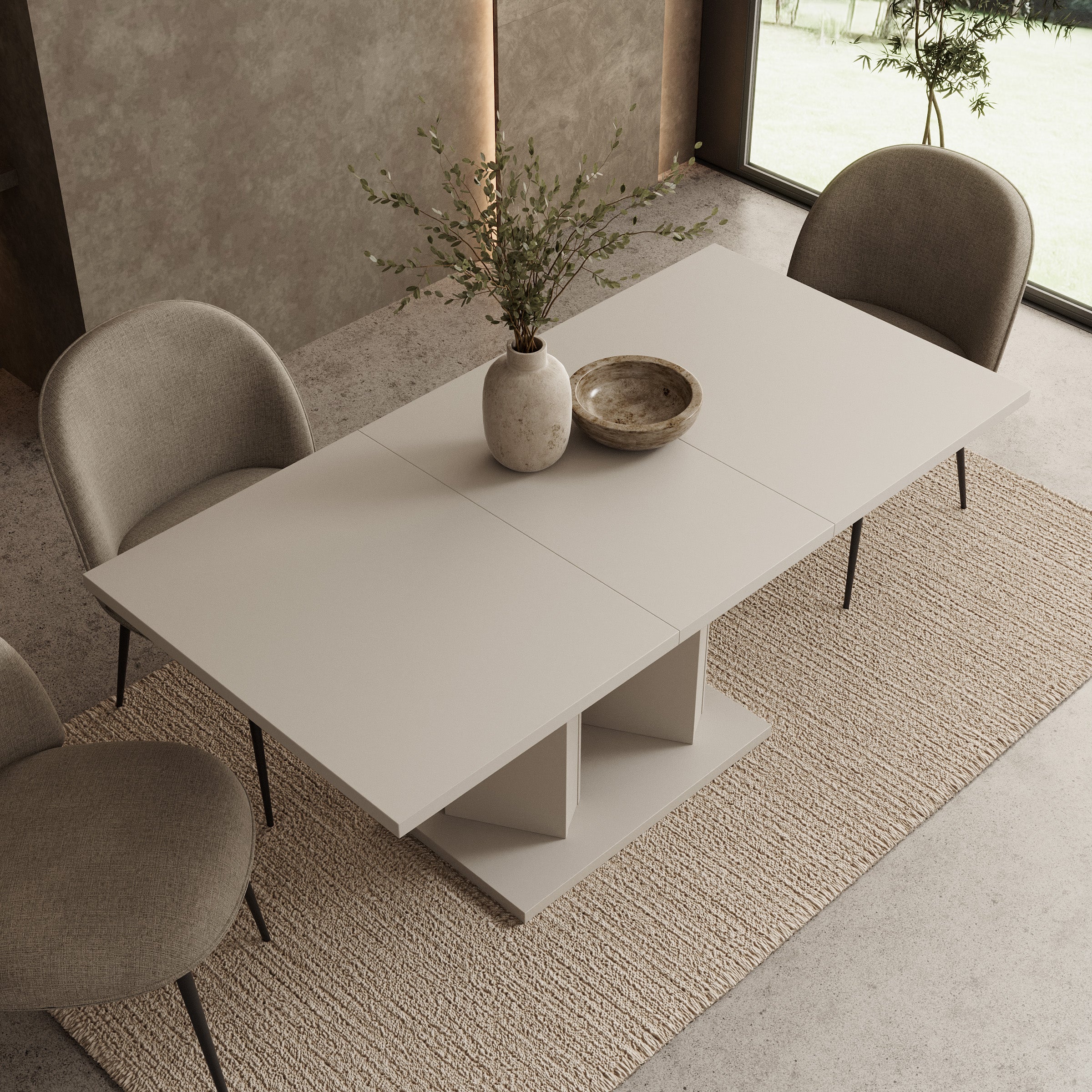 Novan - Eetkamertafel - Uitschuifbaar - Beige - 120-160x80x75 cm