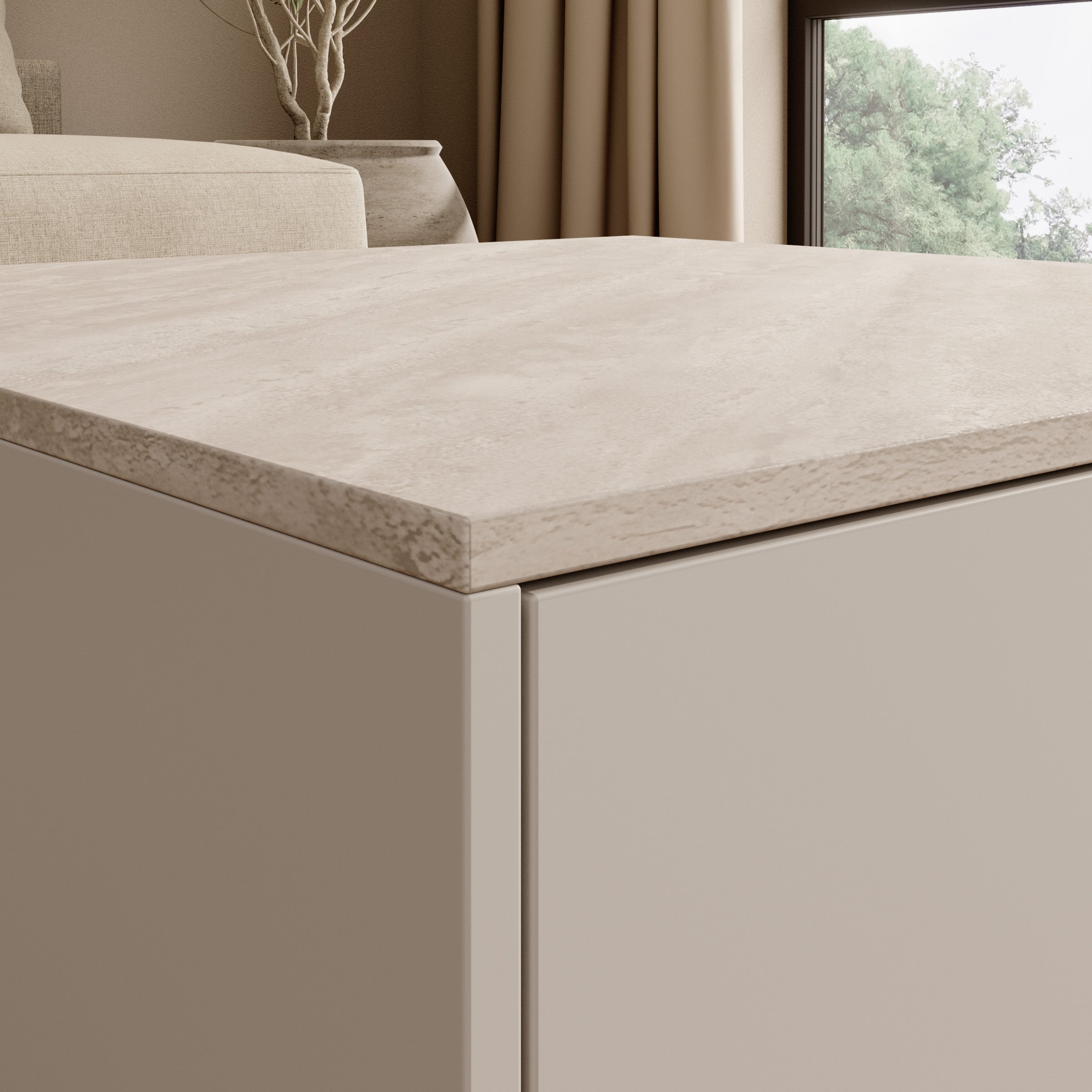 Noven - Salontafel - Beige/Travertinlook - 80x70x39 cm