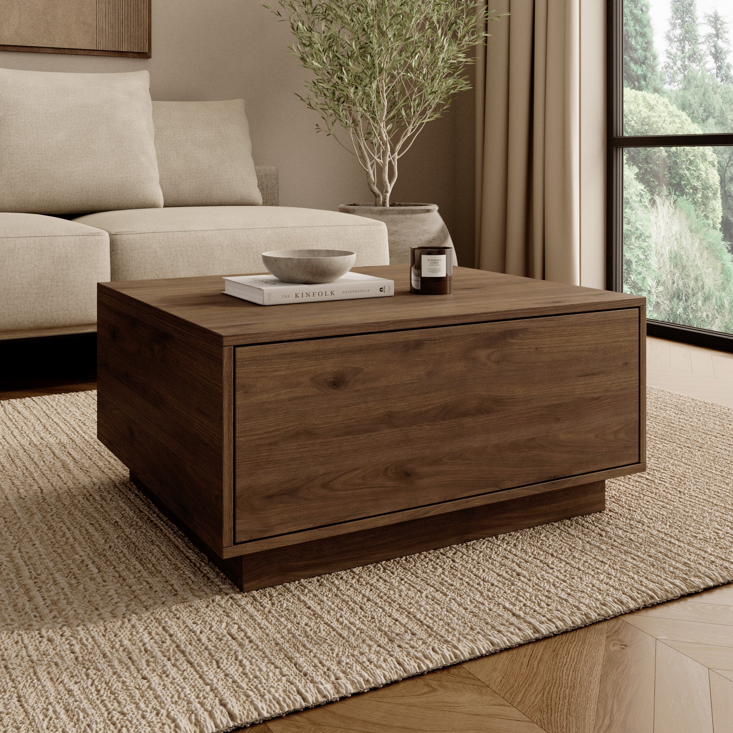 Noven - Salontafel - Walnootpatroon - 80x70x39 cm